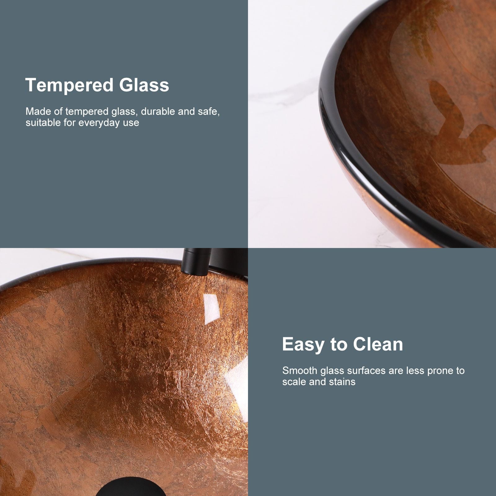 Above Counter Artistic Tempered Glass Bathroom Sink Transparent Counter Top Bathroom Single Bowl Vessel Basin