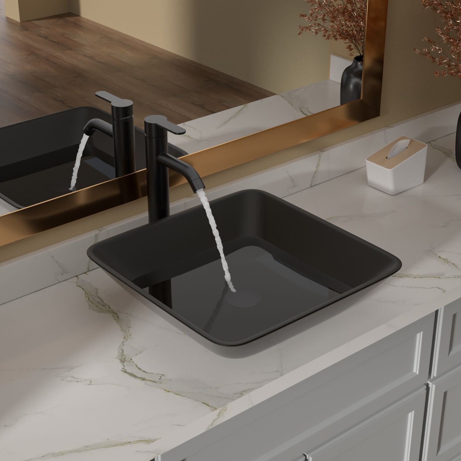 Above Counter Artistic Tempered Glass Bathroom Sink Transparent Counter Top Bathroom Single Bowl Vessel Basin