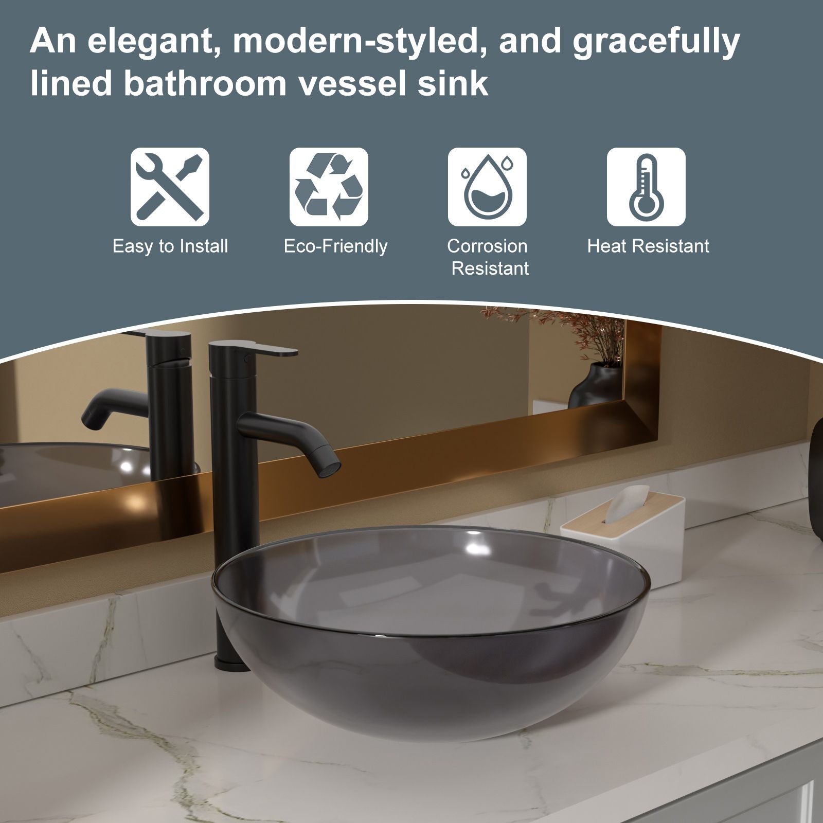 Above Counter Artistic Tempered Glass Bathroom Sink Transparent Counter Top Bathroom Single Bowl Vessel Basin