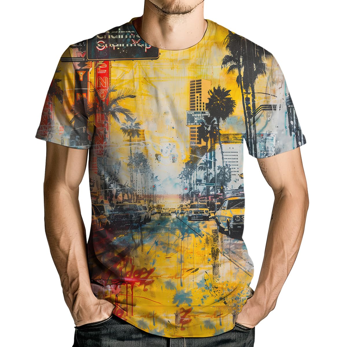 Abstract Art Shirt Men Street Graffiti Tshirts Women Hawaii Vacation Shirt Tee