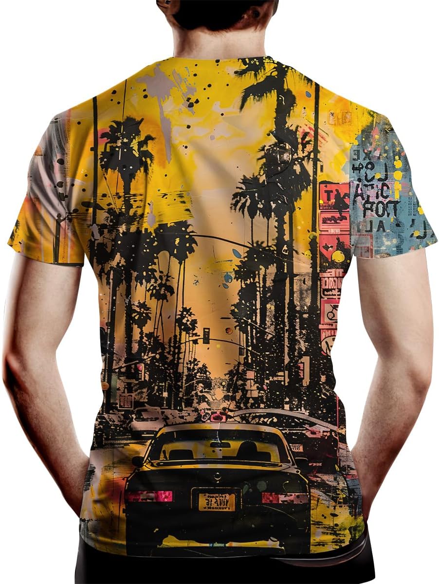 Abstract Art Shirt Men Street Graffiti Tshirts Women Hawaii Vacation Shirt Tee