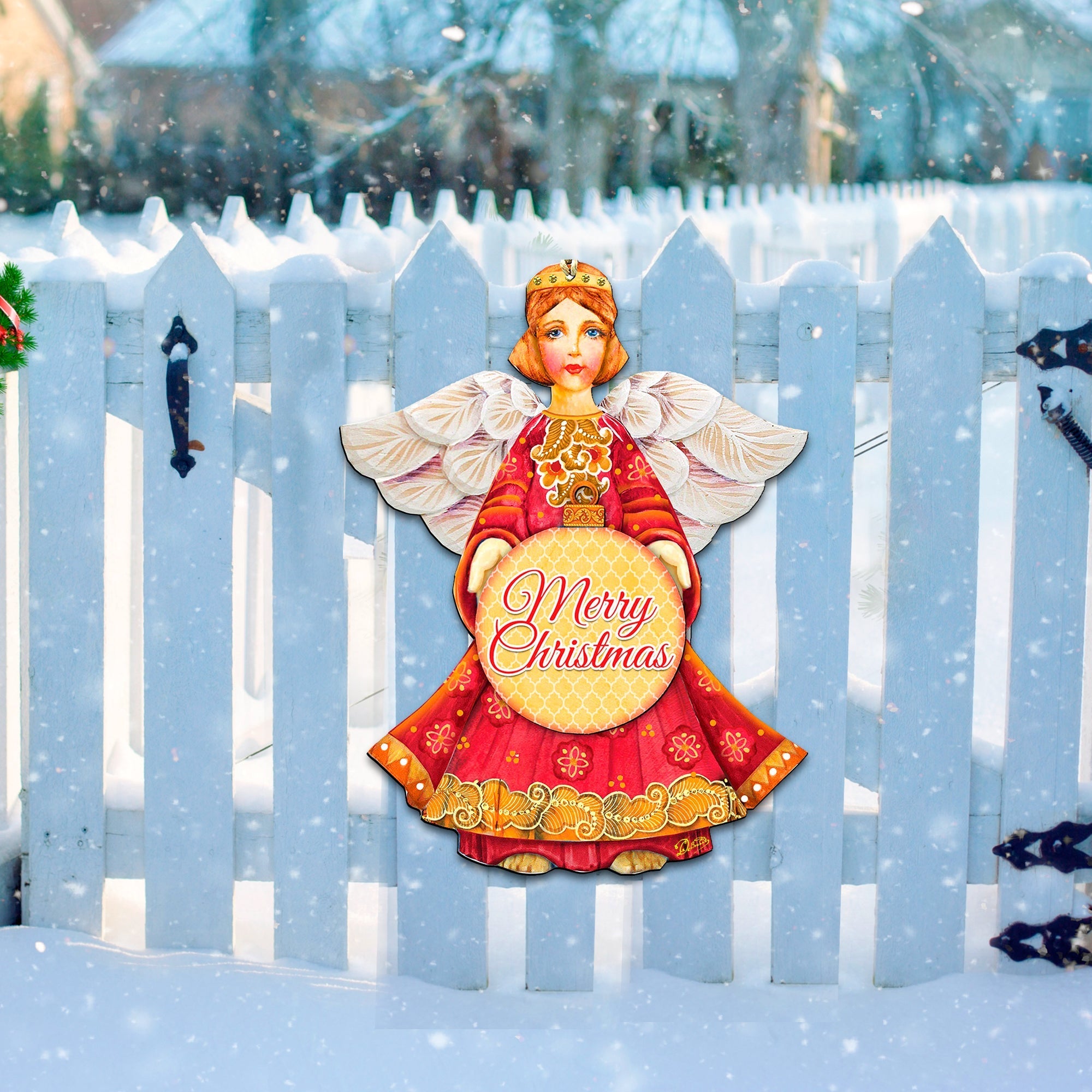 Dated Merry Christmas Angel Door Hanger by G. DeBrekht - Designocracy - 8152722H-MCH