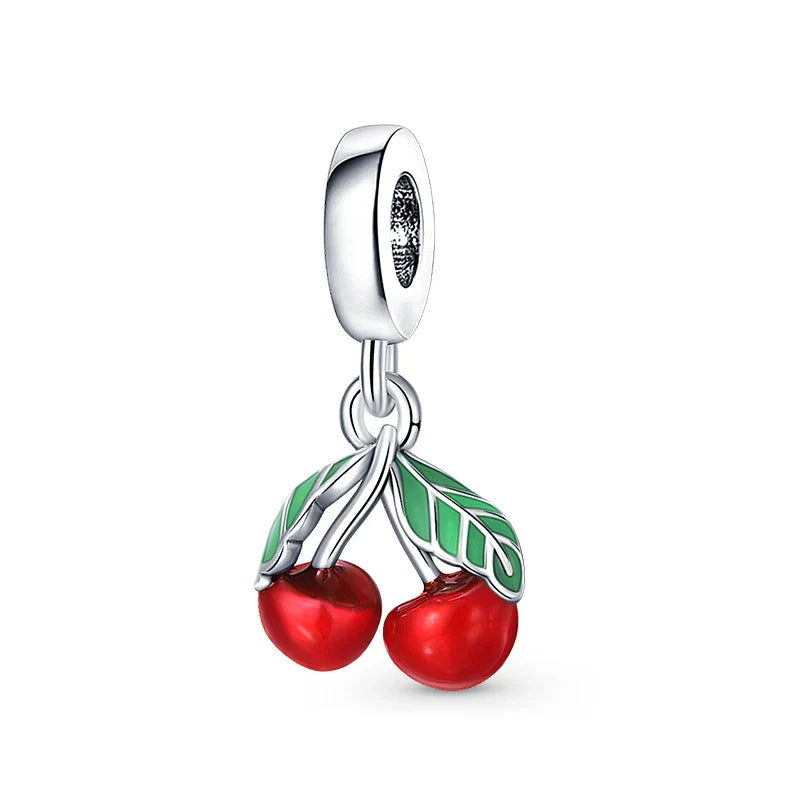 Hot Sale Charms Fit Pandora 925 Original Bracelet Silvering Owl With Blue Zircon Red Heart Charms Beads Fine DIY Jewelry Making