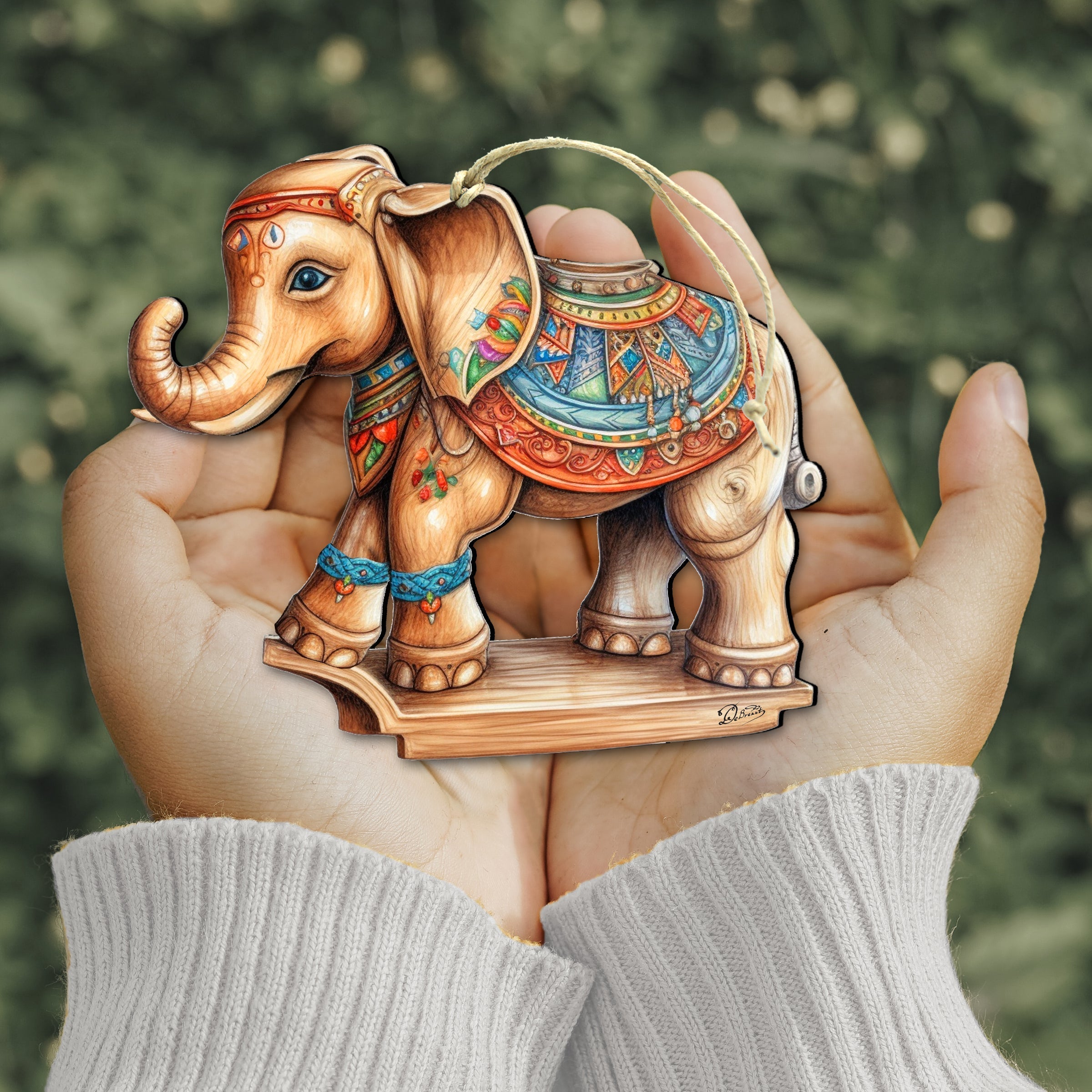 Carousel Elephants Wooden Ornaments Set of 3 by G. Debrekht - Christmas Decor - 8100192S3