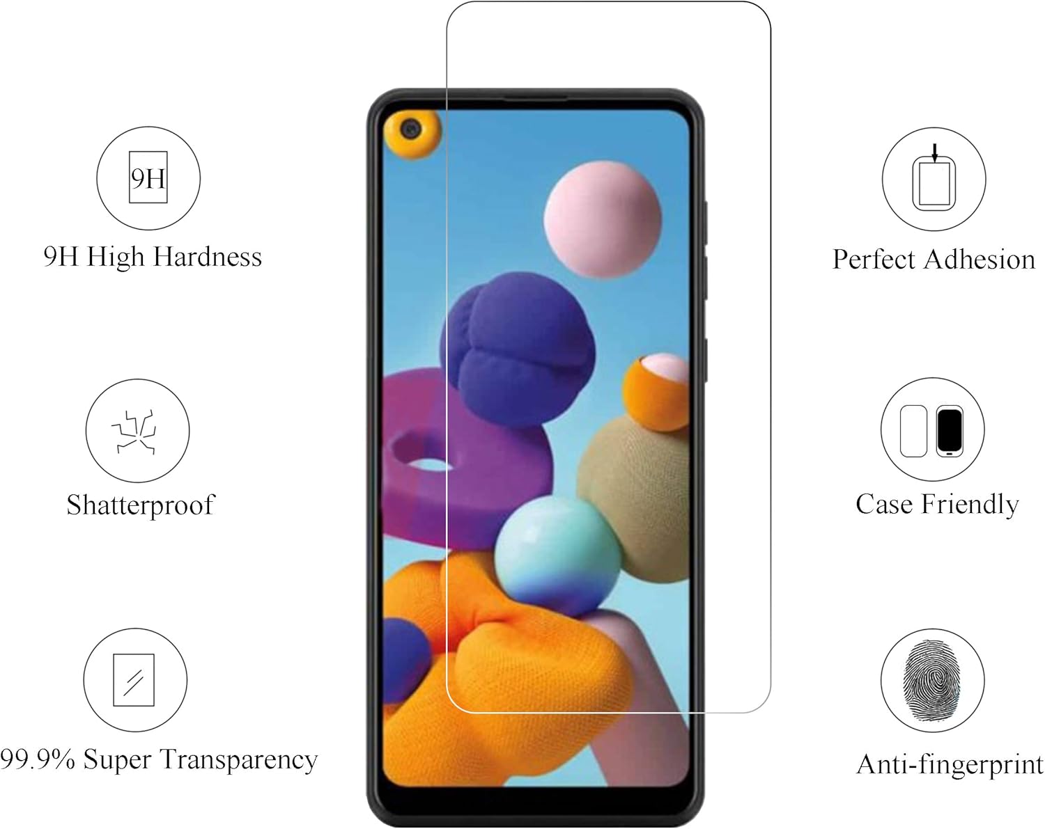 Ailun Screen Protector for Galaxy A21 3 Pack Tempered Glass Ultra Clear Anti-Scratch Case Friendly