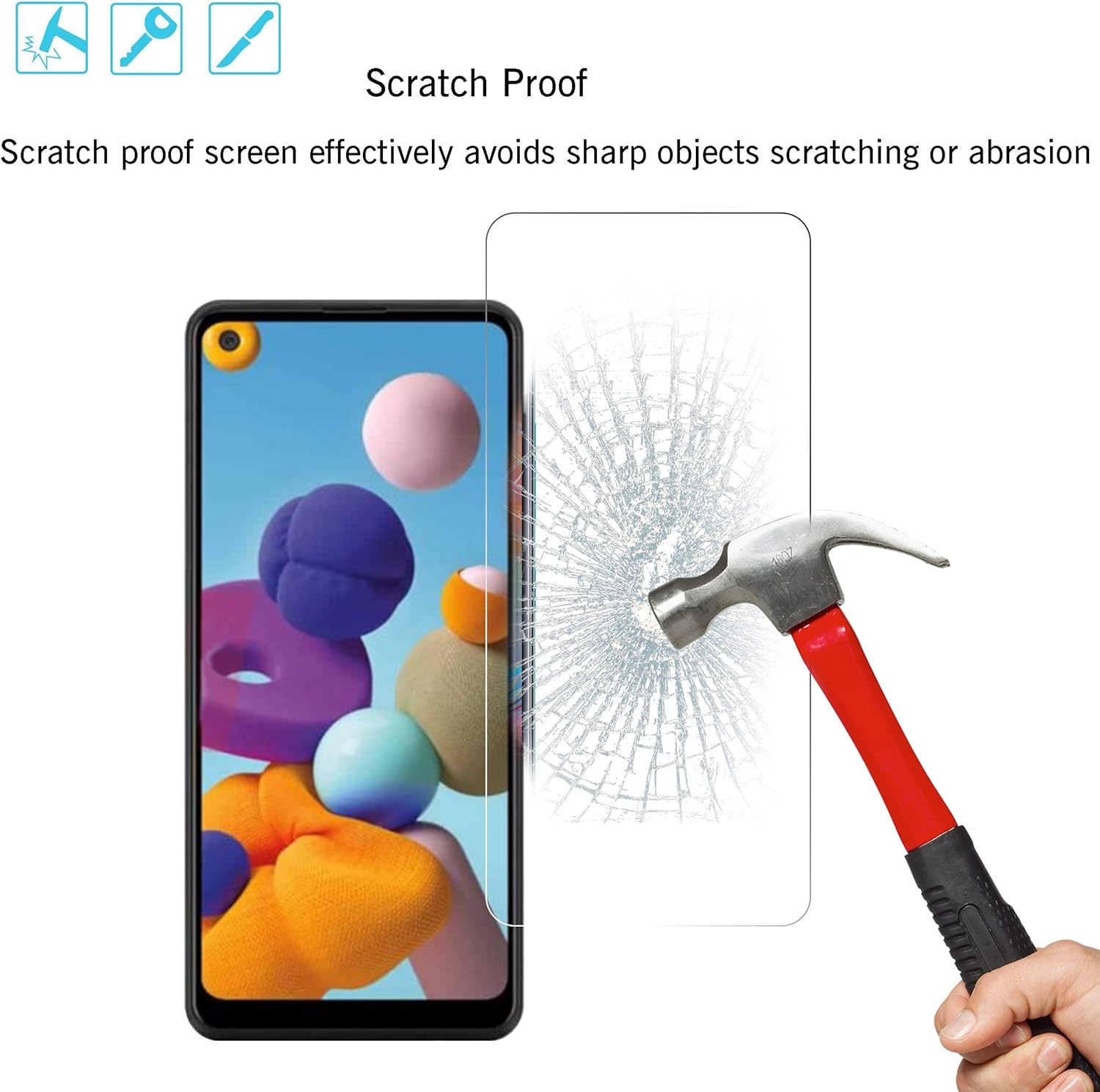 Ailun Screen Protector for Galaxy A21 3 Pack Tempered Glass Ultra Clear Anti-Scratch Case Friendly