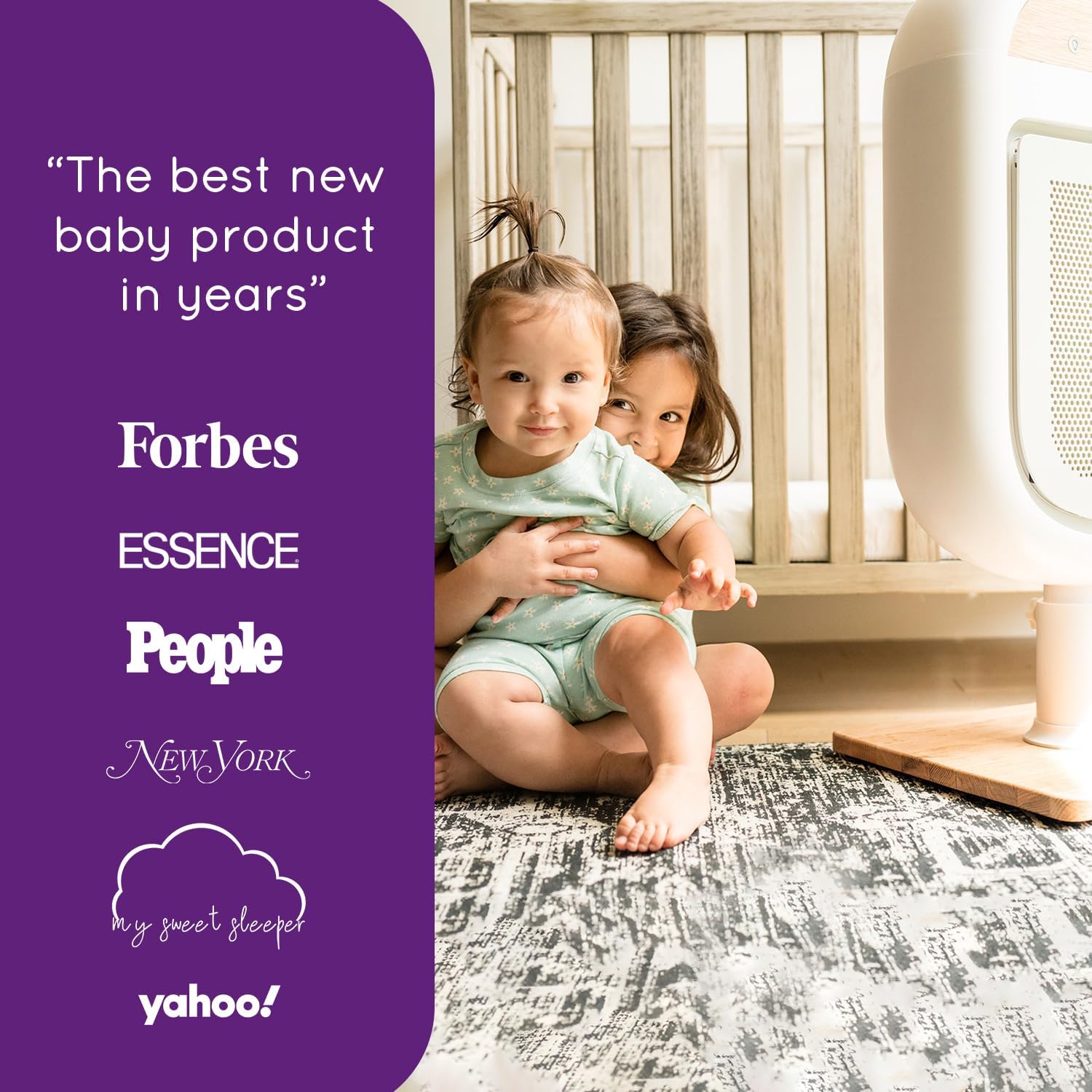 Air Purifier for Baby | Proprietary Safe-Sleep Design | Medical-Grade HEPA Filtration | Laser-Accurate Air Quality & Temp Sensors | Smart Parent-Approved Features