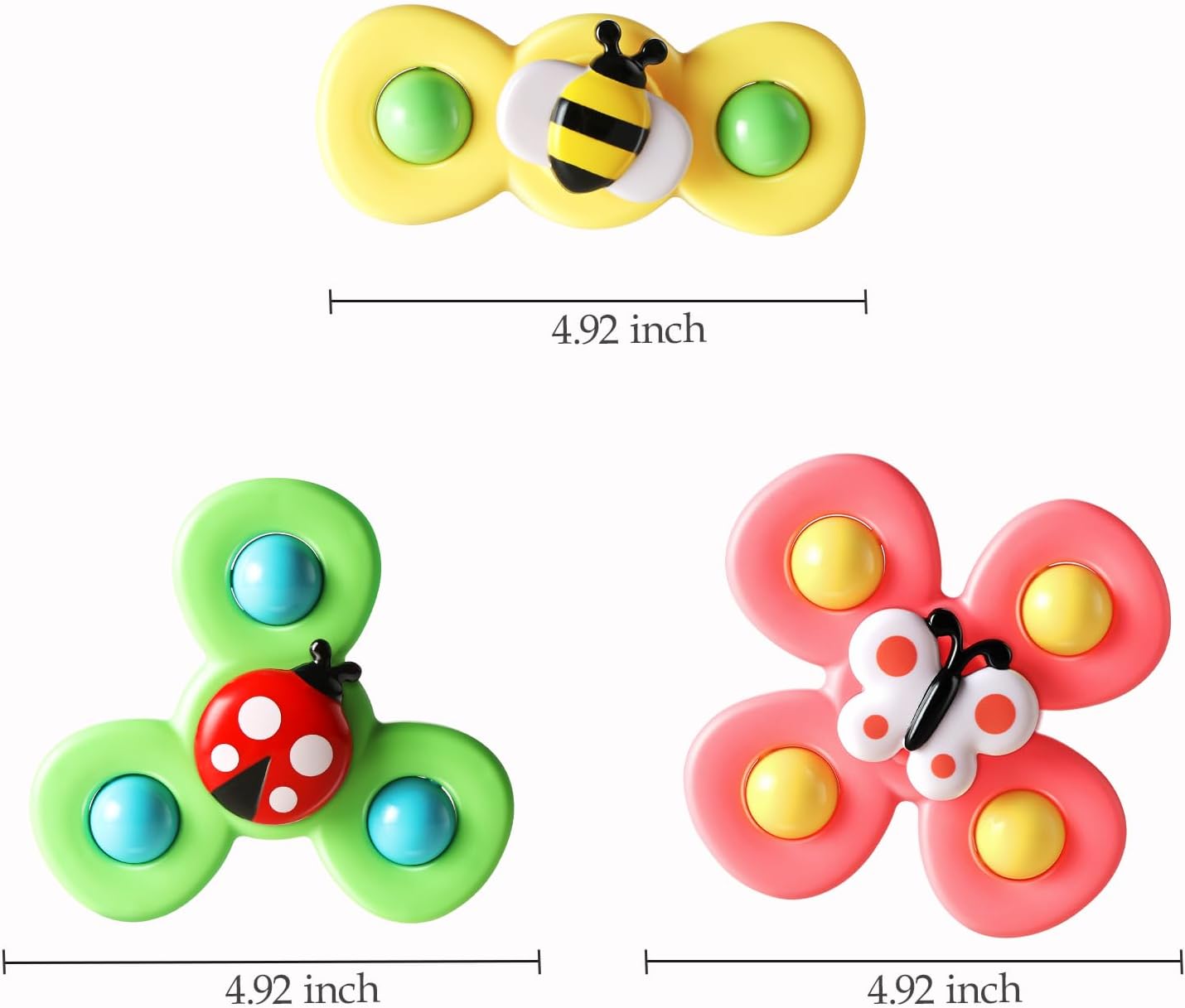 ALASOU 3PCS Suction Cup Spinner Toys for 1 Year Old Boy Girl|Spinning Top Baby Toys 12 18 Months|1 2 Year Old Boy Birthday Gift|Baby Bath Toy for Kids Ages 1-3|Sensory Toy for Toddlers 1-3