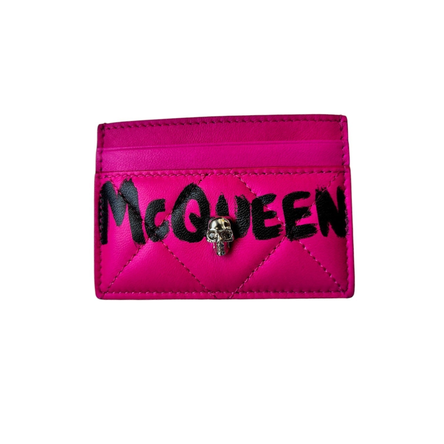 Alexander McQueen Quilted Leather McQueen Graffiti Card Holder