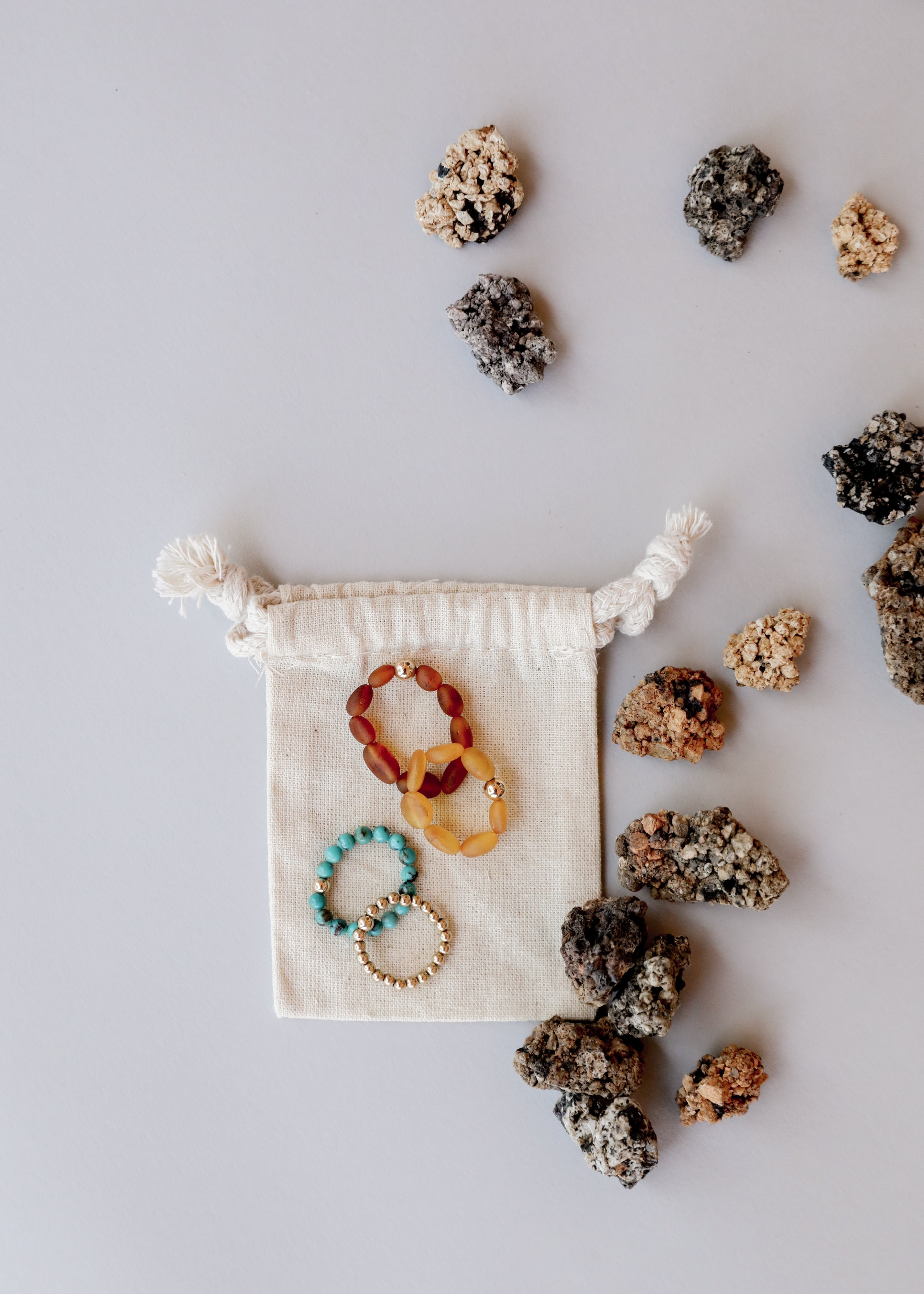 Sterling Silver + 14k Gold Filled || Beaded Stretch Ring