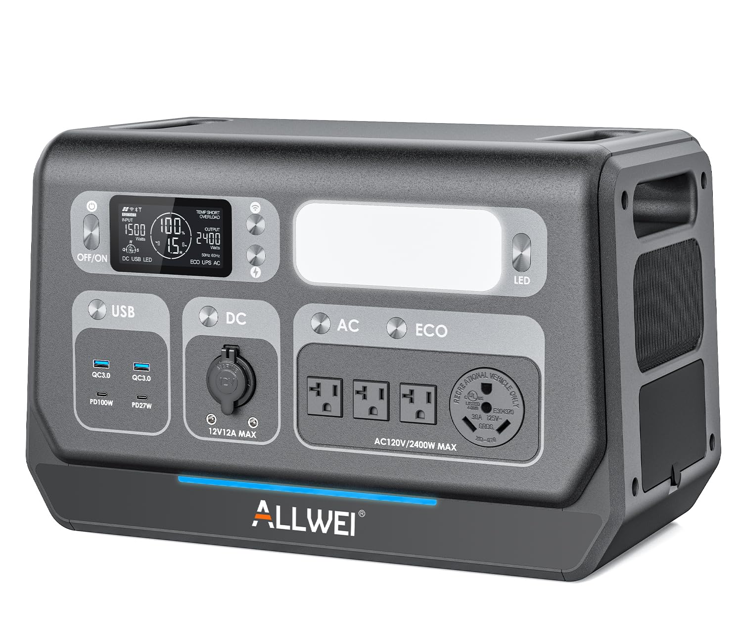 ALLWEI Portable Power Station 300W, 280Wh Solar Generator with 110V Pure Sine Wave AC Outlet, Backup Lithium Battery Generator for CPAP Outdoor RV Camping Emergency Home Use