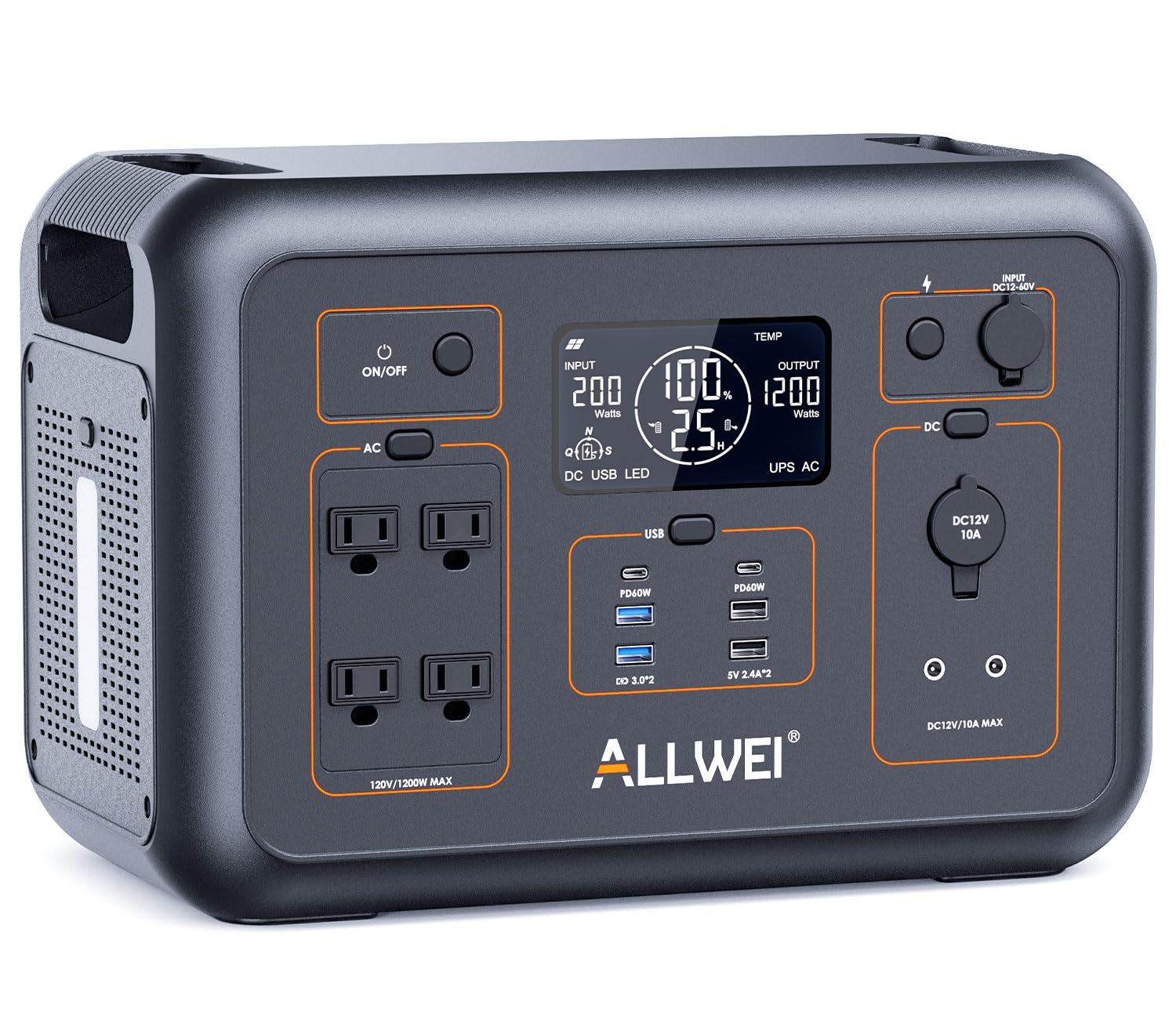 ALLWEI Portable Power Station 300W, 280Wh Solar Generator with 110V Pure Sine Wave AC Outlet, Backup Lithium Battery Generator for CPAP Outdoor RV Camping Emergency Home Use