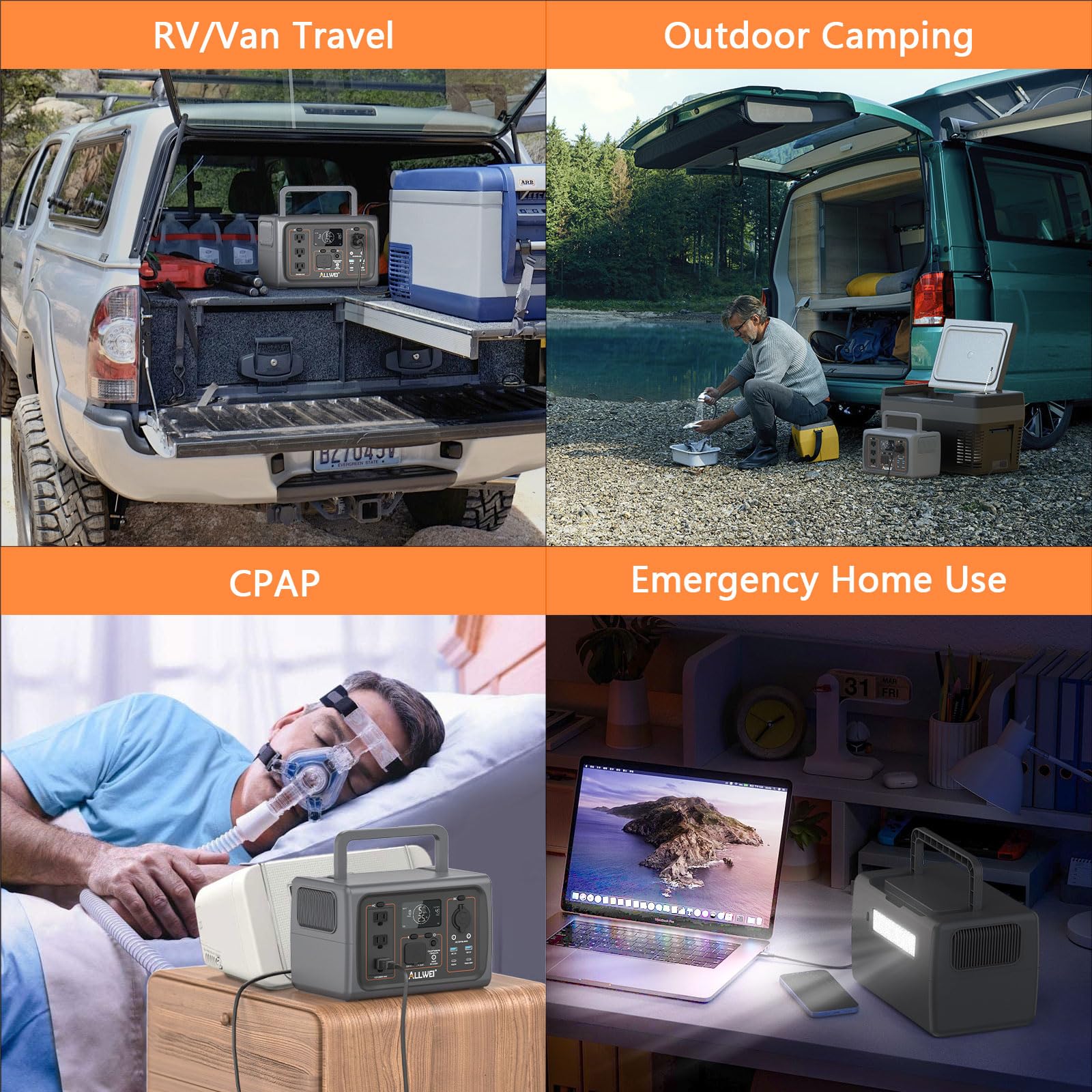 ALLWEI Portable Power Station 300W, 280Wh Solar Generator with 110V Pure Sine Wave AC Outlet, Backup Lithium Battery Generator for CPAP Outdoor RV Camping Emergency Home Use