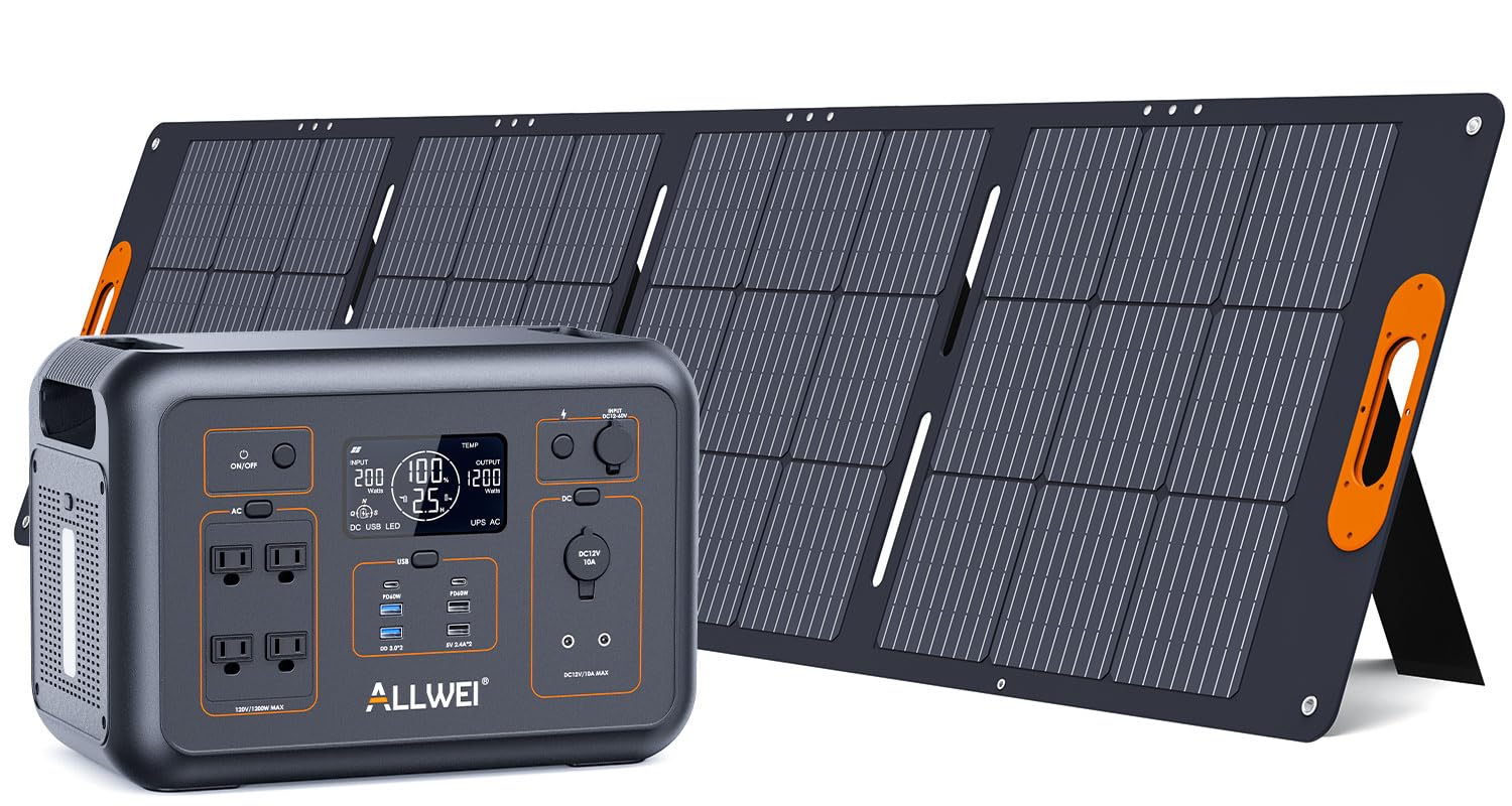 ALLWEI Portable Power Station 300W, 280Wh Solar Generator with 110V Pure Sine Wave AC Outlet, Backup Lithium Battery Generator for CPAP Outdoor RV Camping Emergency Home Use