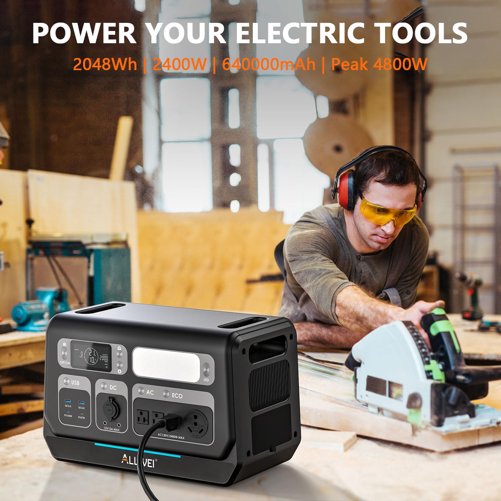 ALLWEI Portable Power Station 300W, 280Wh Solar Generator with 110V Pure Sine Wave AC Outlet, Backup Lithium Battery Generator for CPAP Outdoor RV Camping Emergency Home Use