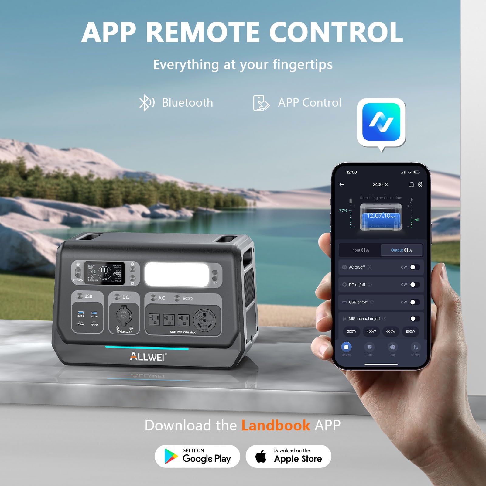 ALLWEI Portable Power Station 300W, 280Wh Solar Generator with 110V Pure Sine Wave AC Outlet, Backup Lithium Battery Generator for CPAP Outdoor RV Camping Emergency Home Use