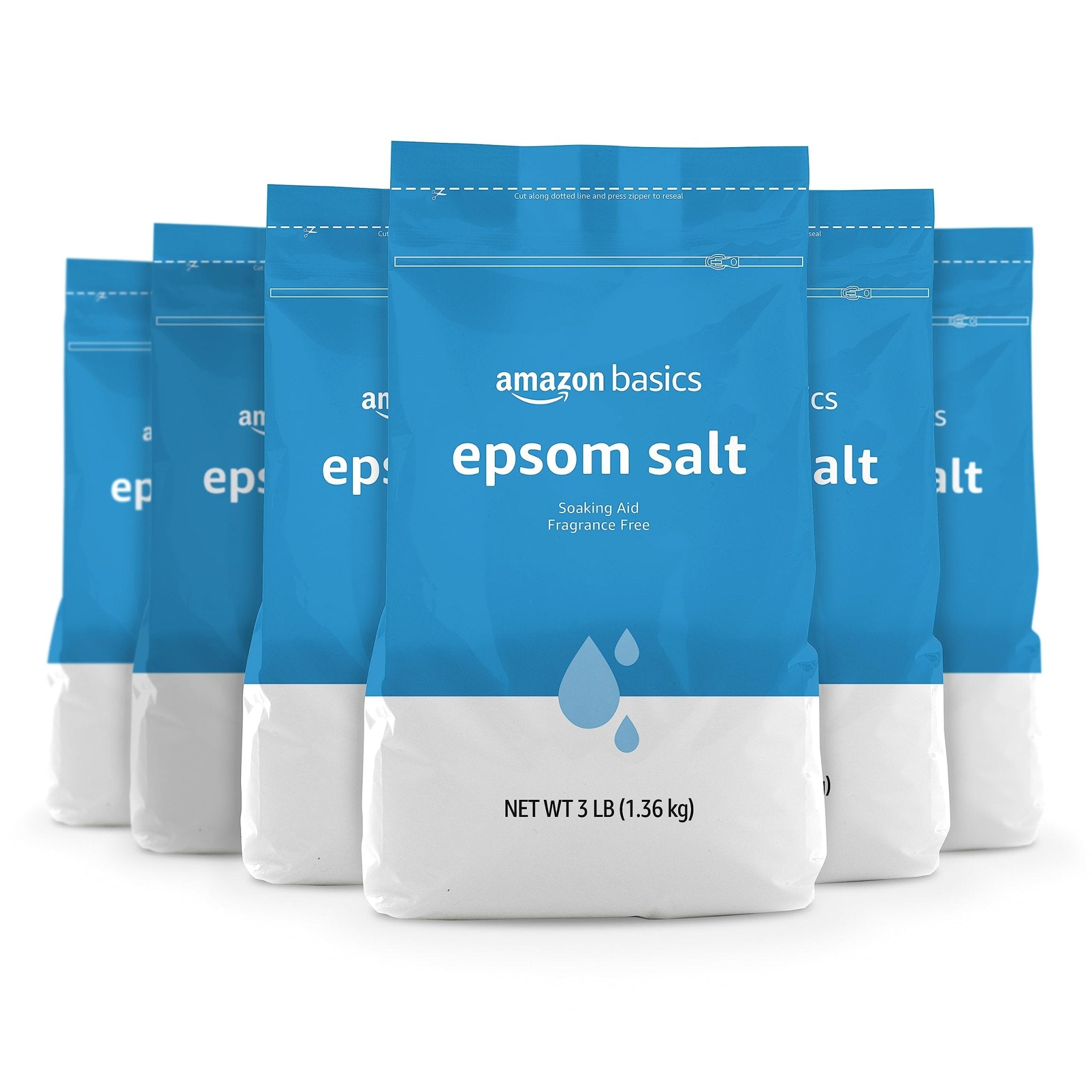 Amazon Basics Epsom Salt Soak, Unscented, Magnesium Sulfate USP, Muscle and Feet Relaxation, Soothing, 3 Pound, Pack of 1