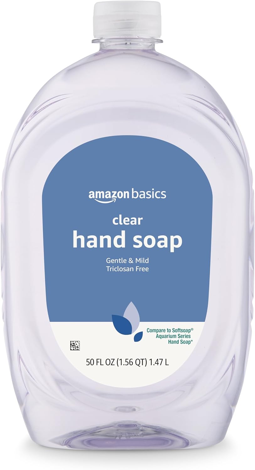 Amazon Basics Gentle & Mild Clear Liquid Hand Soap Refill, Triclosan-free, 50 Fluid Ounces, 1-Pack (Previously Solimo)