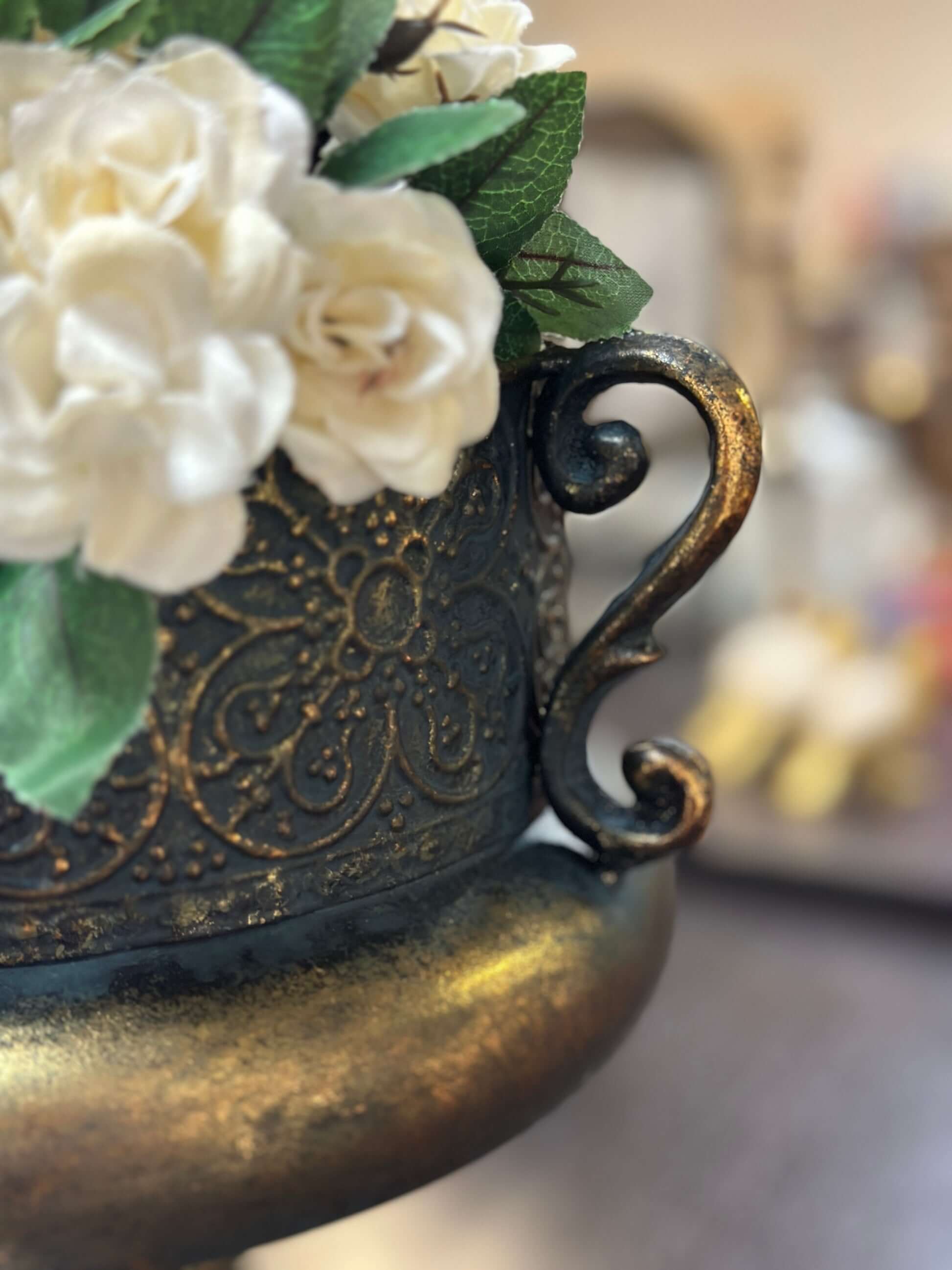 Antique Bronze Ornate Metal Urns