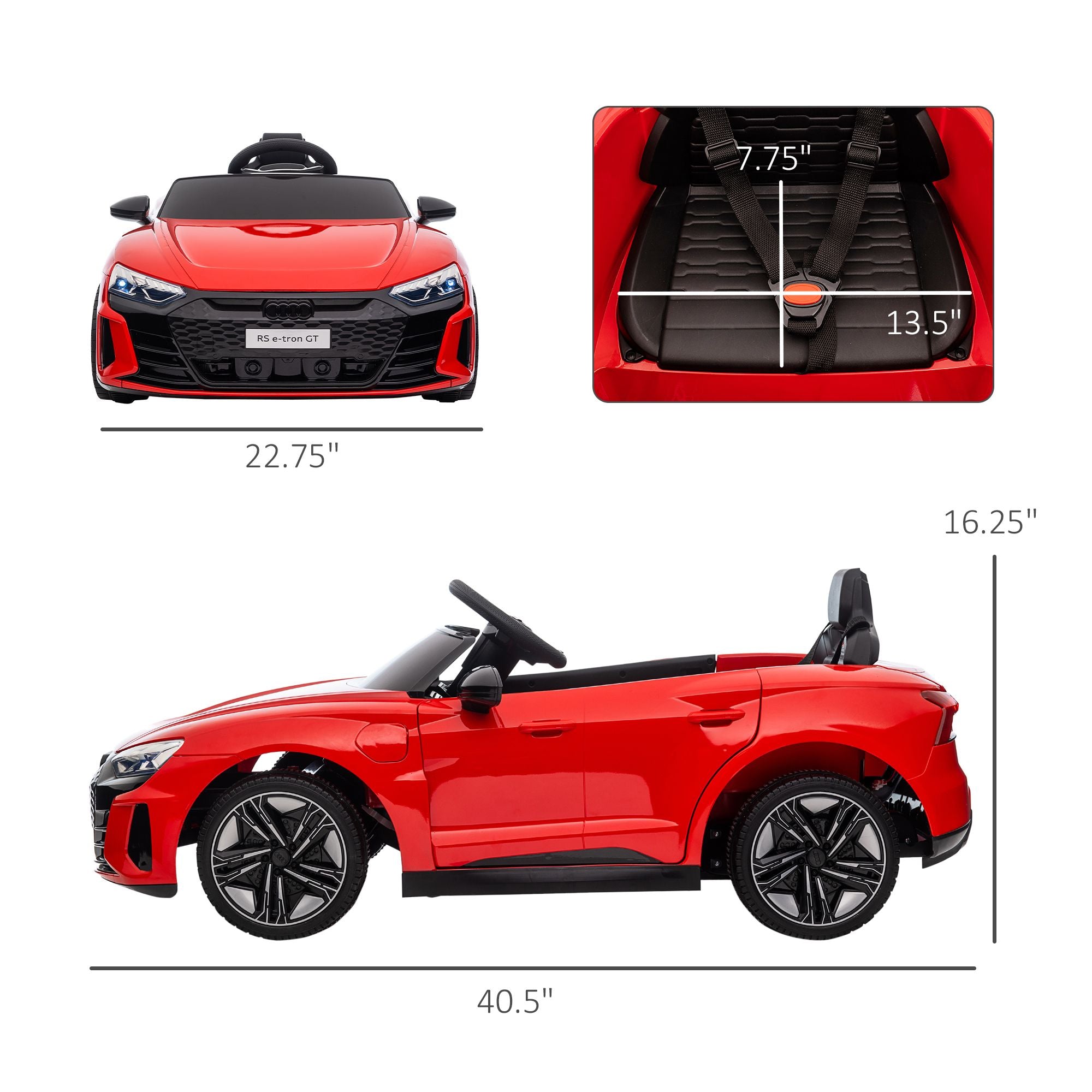 Aosom Kids Ride on Car, 12V Licensed Audi RS E-tron GT 3.1 MPH Electric Car for Kids, Ride-on Toy for Boys and Girls with Remote Control, 4 Wheels with Suspension, Horn, Music, Lights, Red