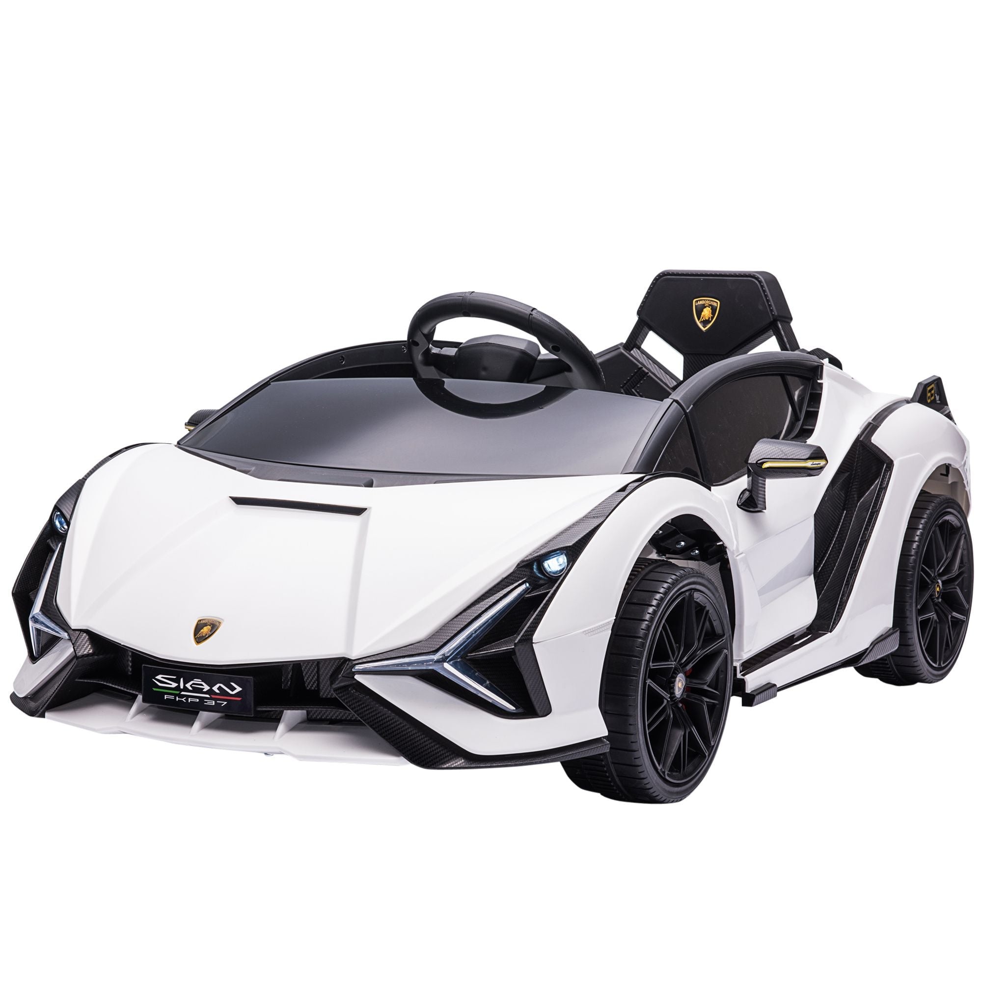 Aosom Lamborghini SIAN Licensed Kids Ride On Car, 12V Battery Powered Electric Sports Car Toy with Remote Control, Horn, Music, & Headlights, White
