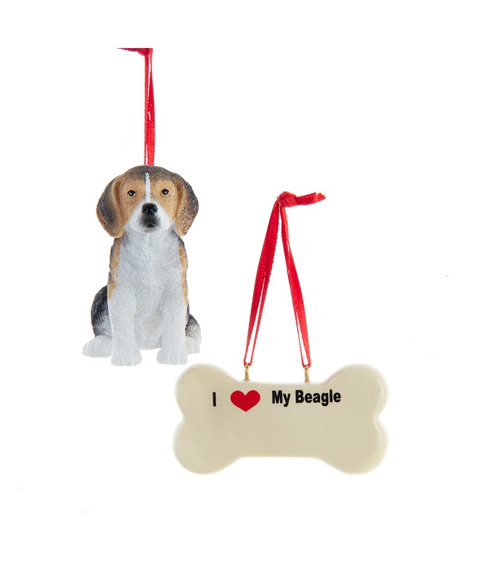 I love My Beagle With Dog Bone Ornaments