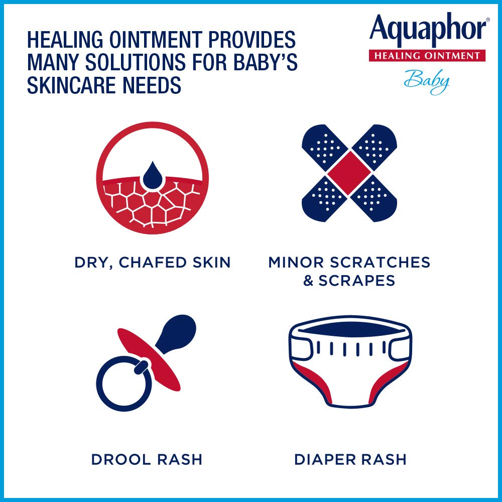 Aquaphor Baby Healing Ointment Advanced Therapy Skin Protectant for Chapped or Dry Skin, Drool Rash and Diaper Rash Ointment, Hypoallergenic Baby Essentials, Travel Size, 0.35 Oz Tube, Pack of 2