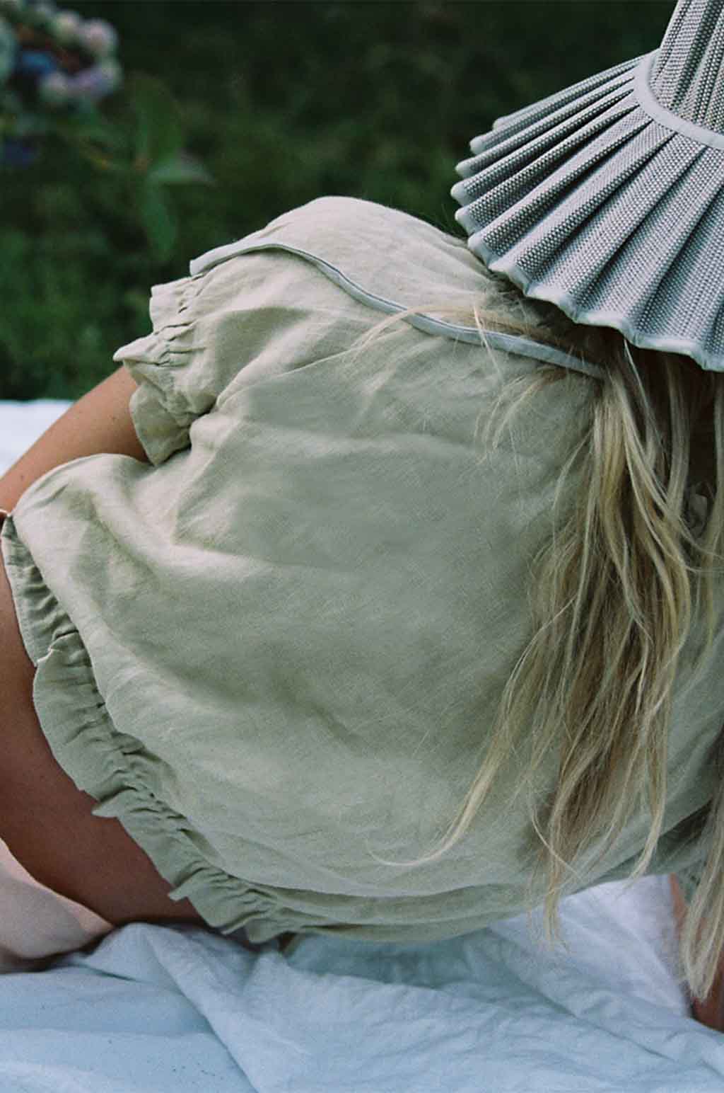 Arizona Top - Sage linen ruffle top