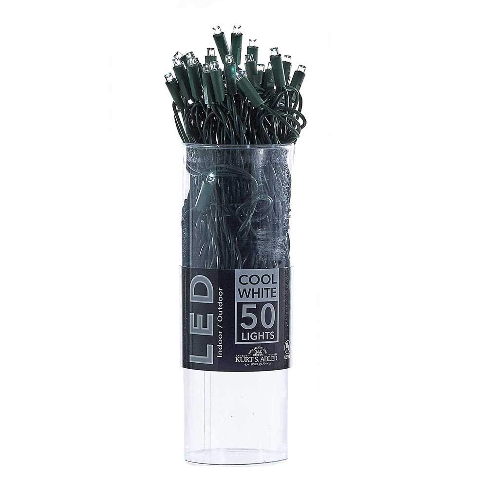 50-Light 5mm Cool White LED Green Wire Light Set