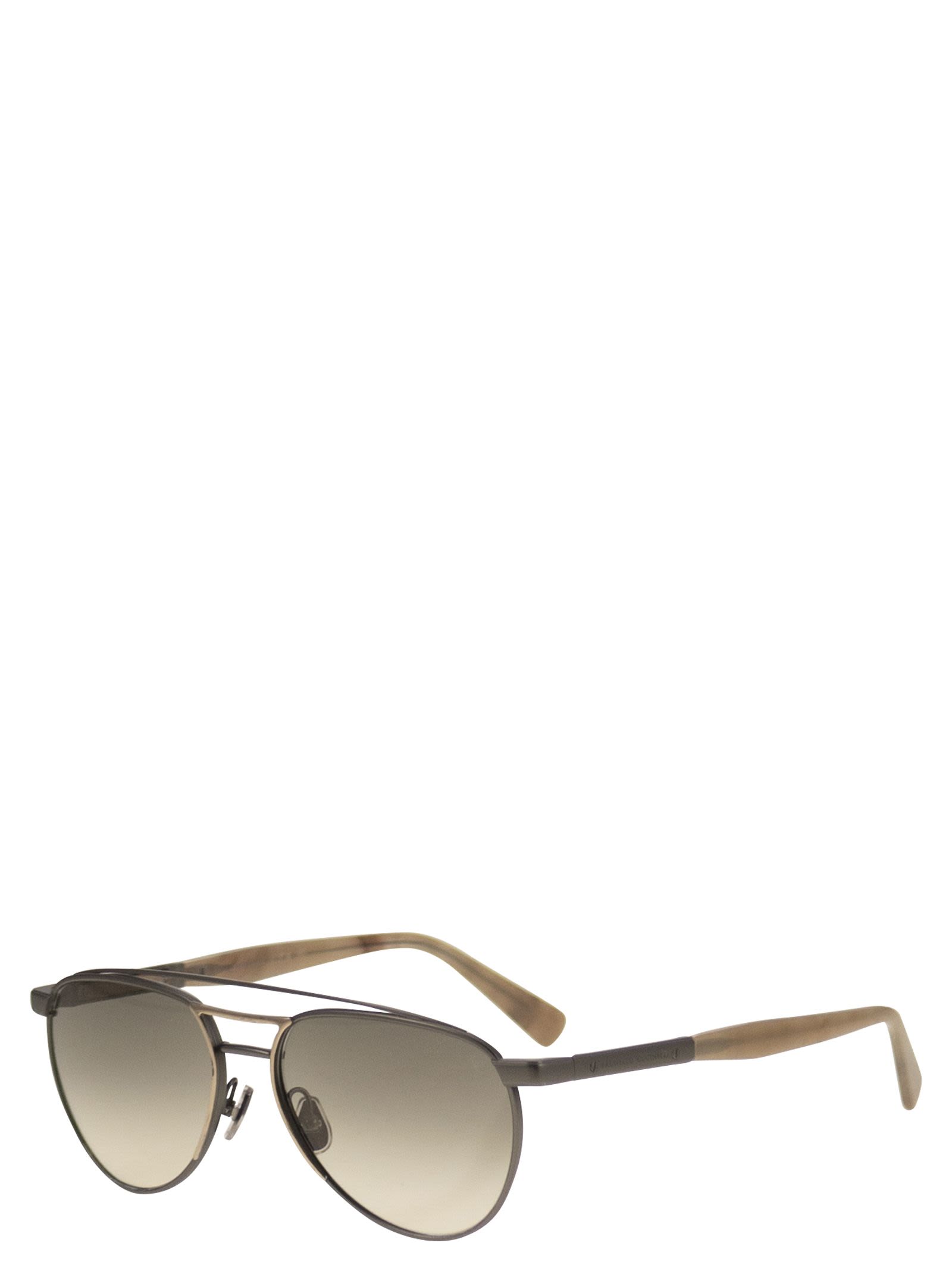 Brunello Cucinelli Men Titanium Aviator Sunglasses