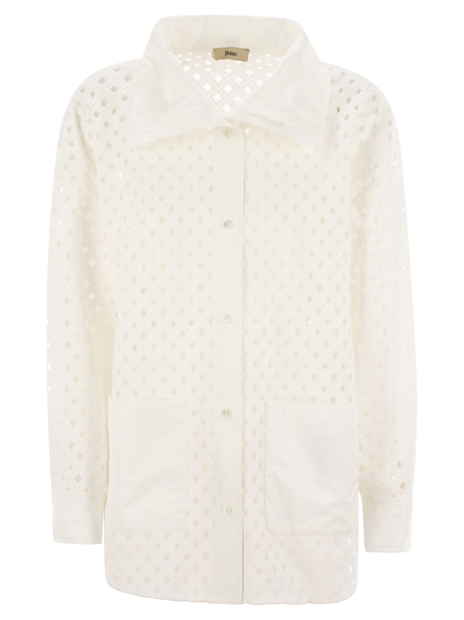 Herno Women Crochet-Effect Shirt-Cut Jacket