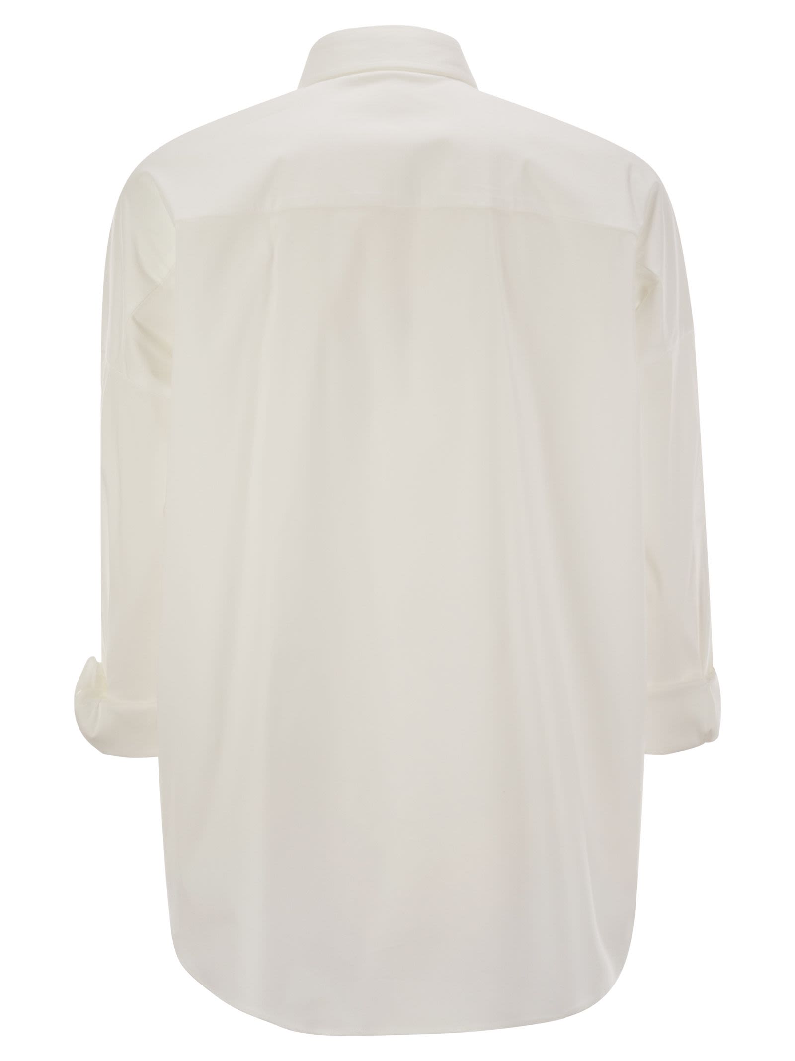 Brunello Cucinelli Women Stretch Cotton Poplin Shirt With Shiny Trim