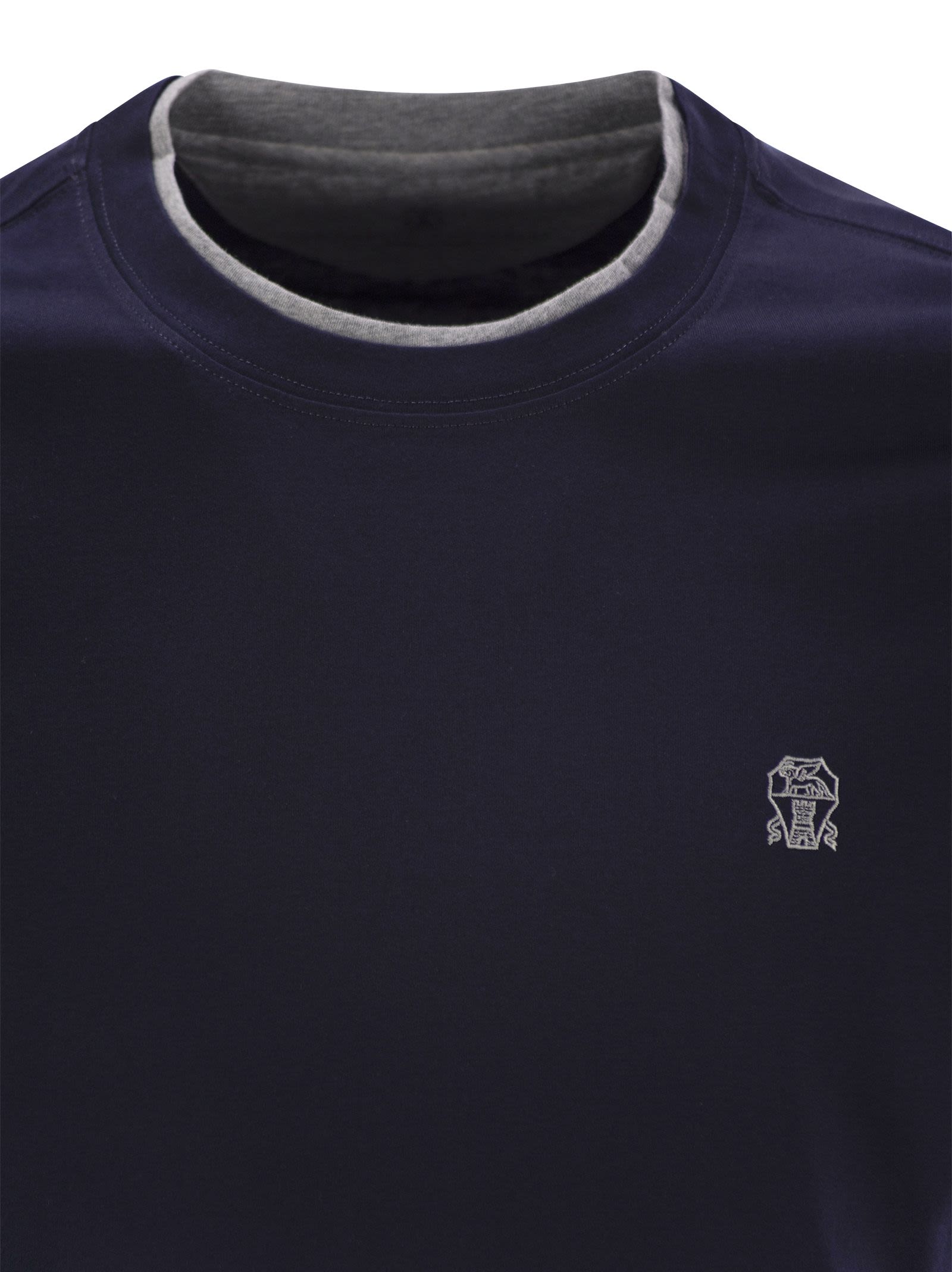 Brunello Cucinelli Men Slim Fit Crew-Neck T-Shirt In Lightweight Cotton Jersey