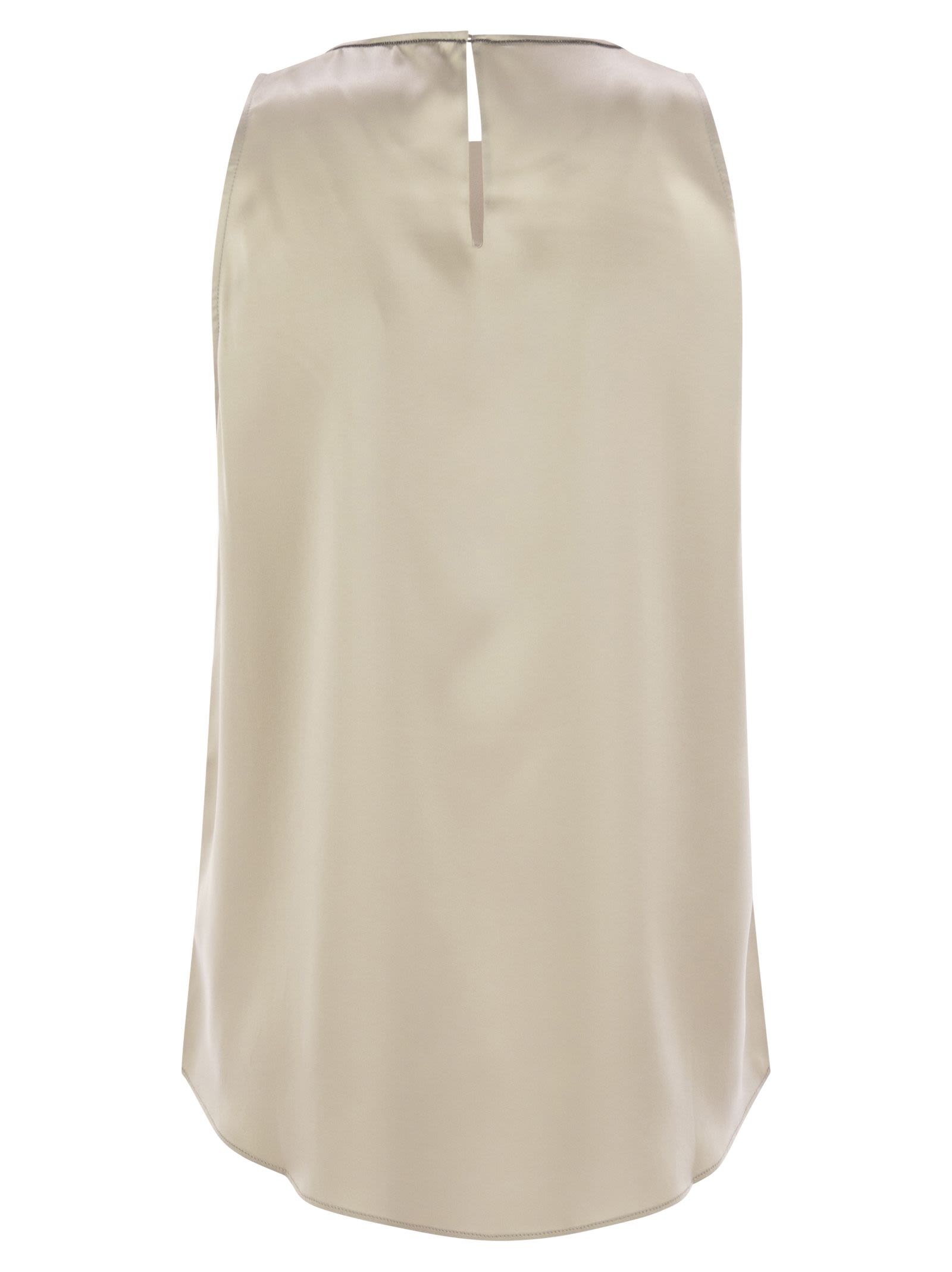 Brunello Cucinelli Women Stretch Silk Satin Top With Jewellery