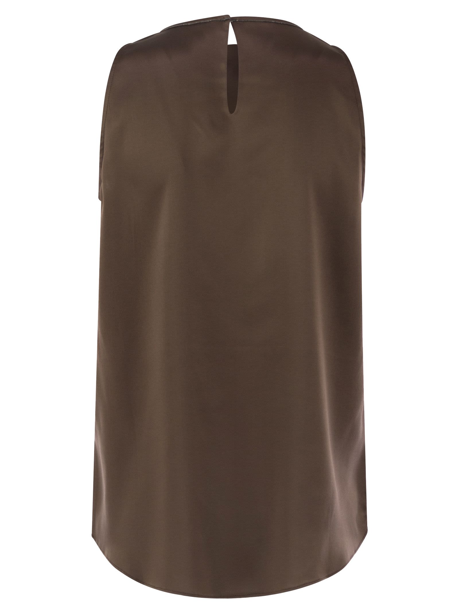 Brunello Cucinelli Women Stretch Silk Satin Top With Jewellery