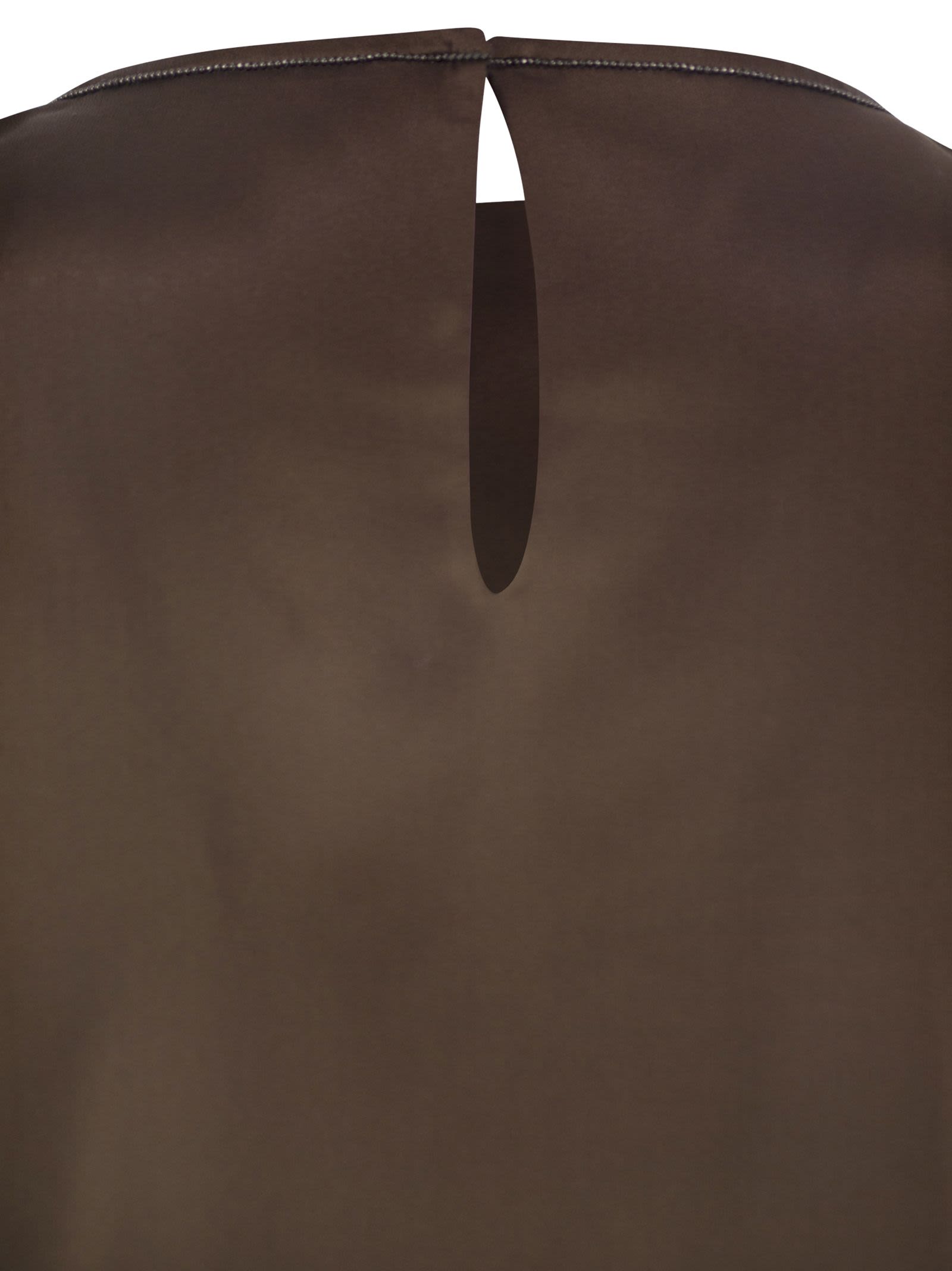 Brunello Cucinelli Women Stretch Silk Satin Top With Jewellery