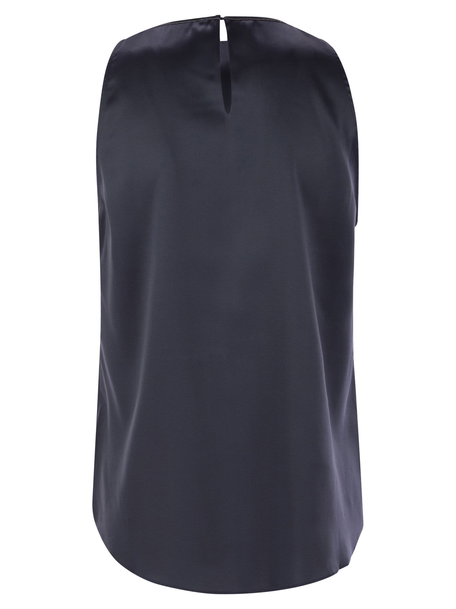 Brunello Cucinelli Women Stretch Silk Satin Top With Jewellery