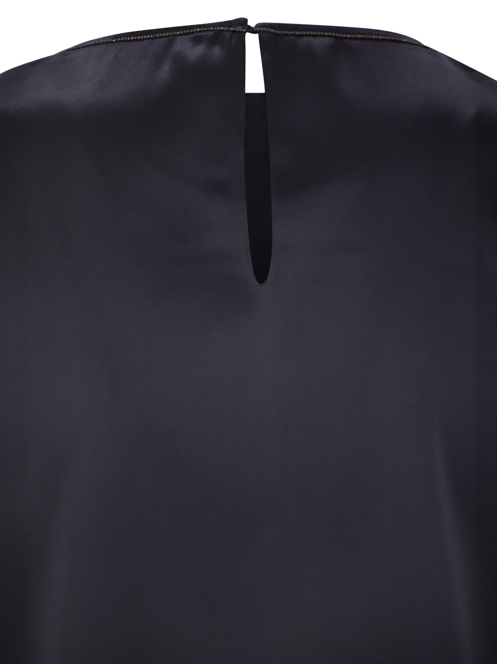 Brunello Cucinelli Women Stretch Silk Satin Top With Jewellery