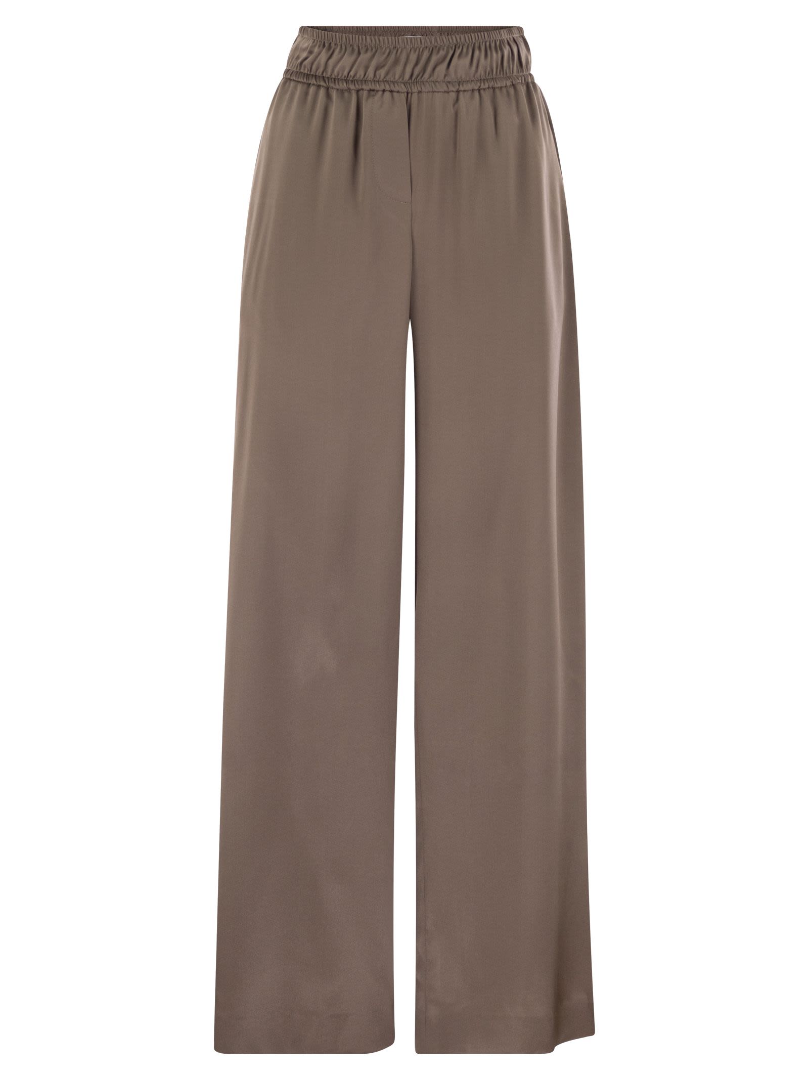 Brunello Cucinelli Women Track Trousers In Stretch Silk Satin