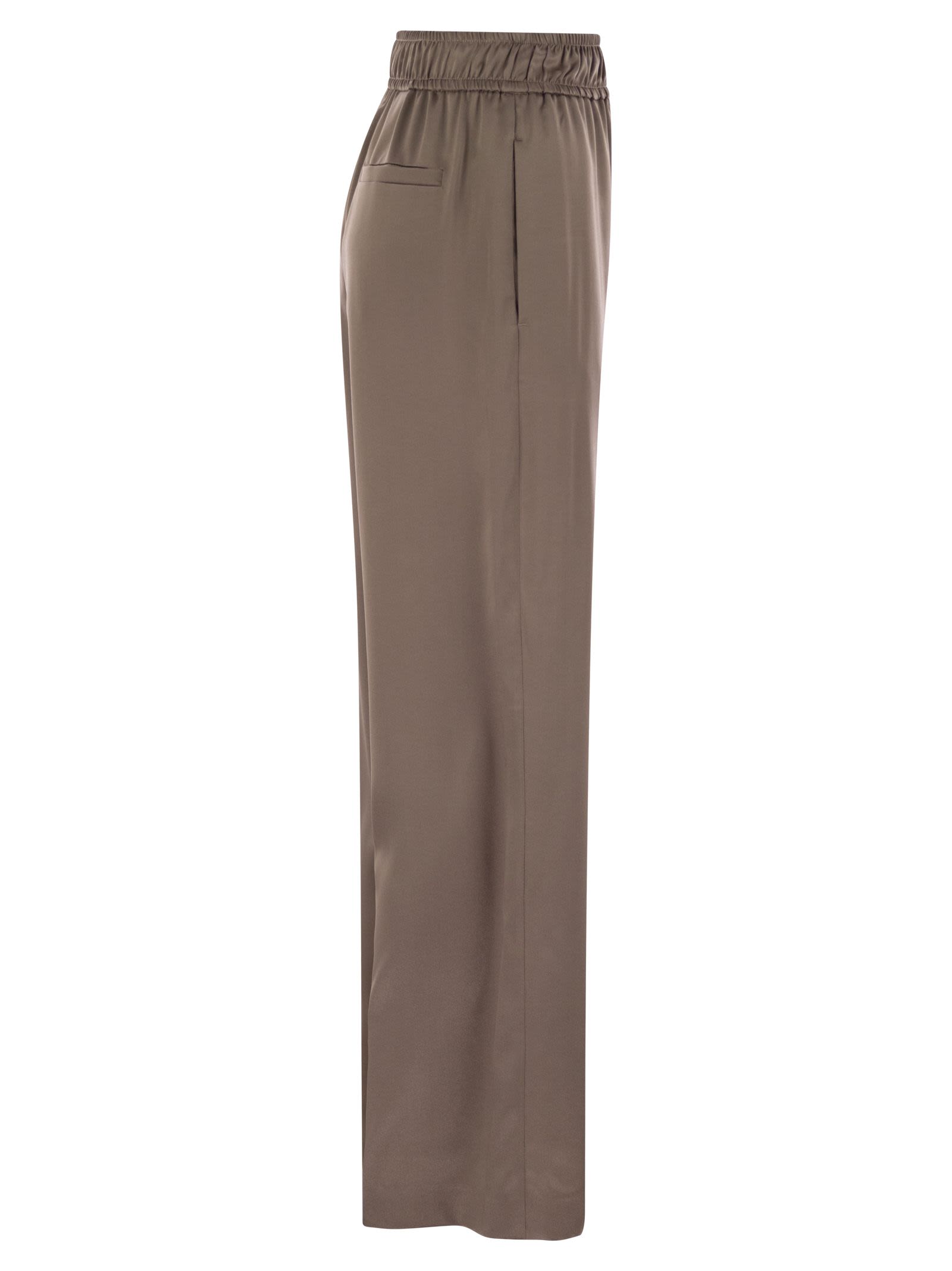 Brunello Cucinelli Women Track Trousers In Stretch Silk Satin