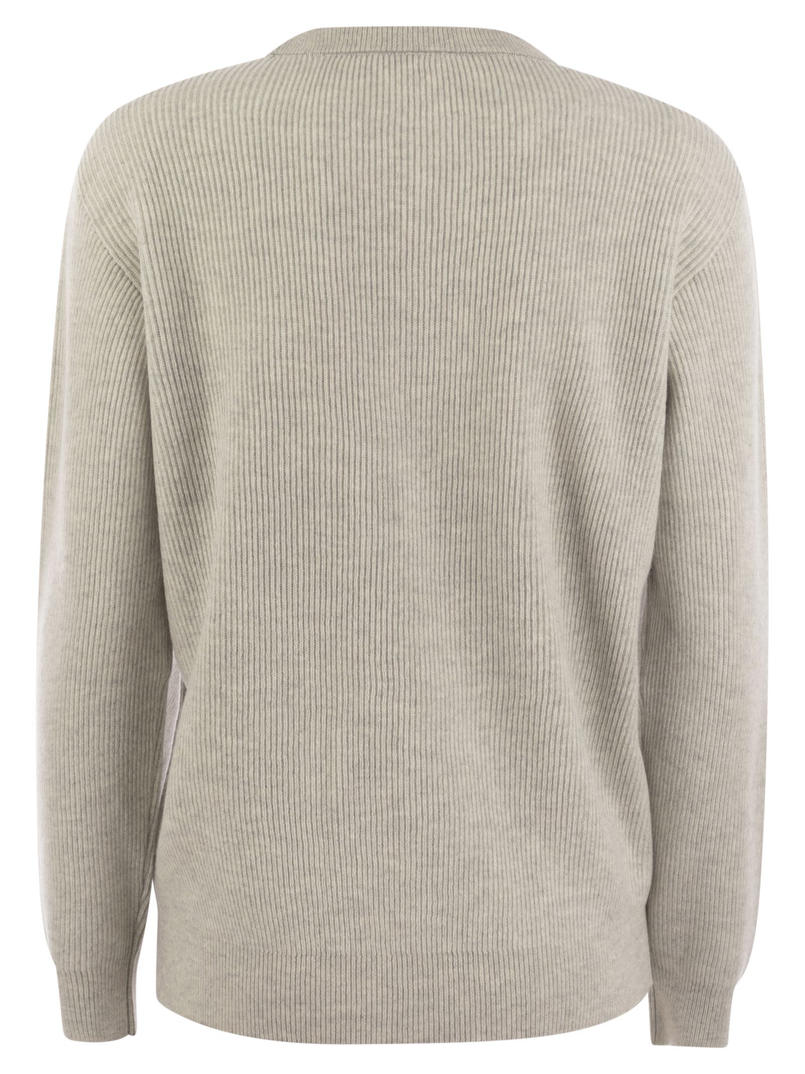 Brunello Cucinelli Women English Rib Cashmere Sweater With Monile