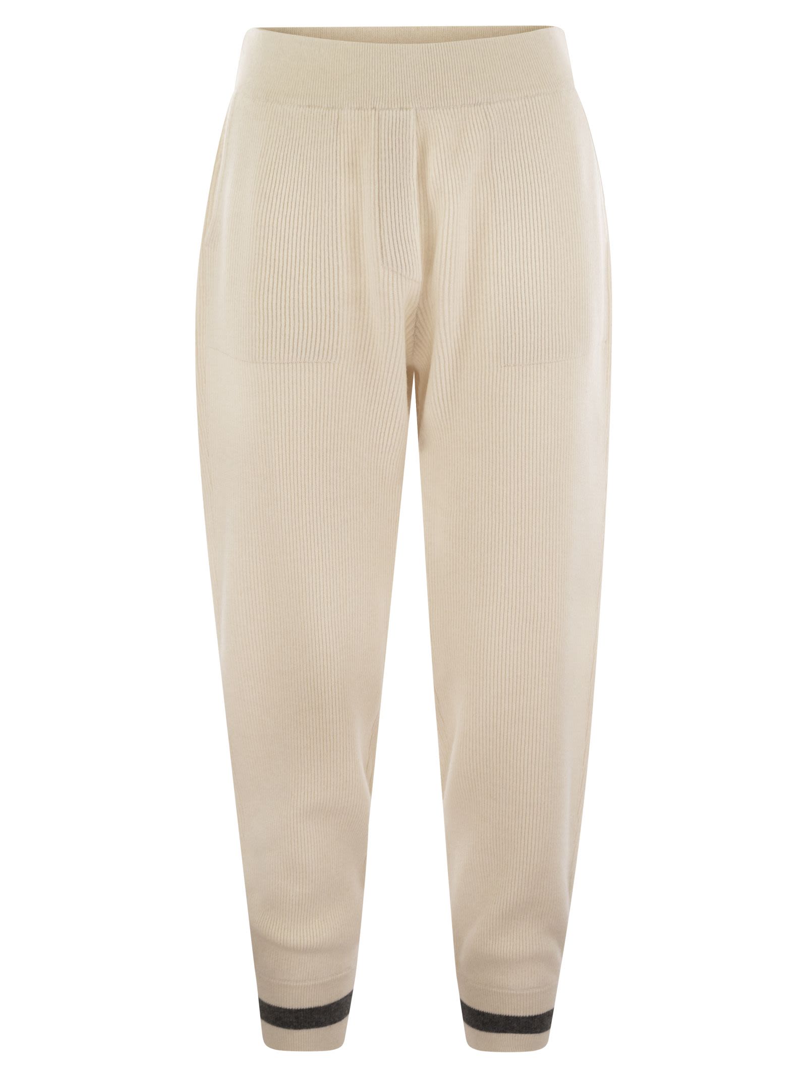 Brunello Cucinelli Women English Rib Cashmere Knit Trousers