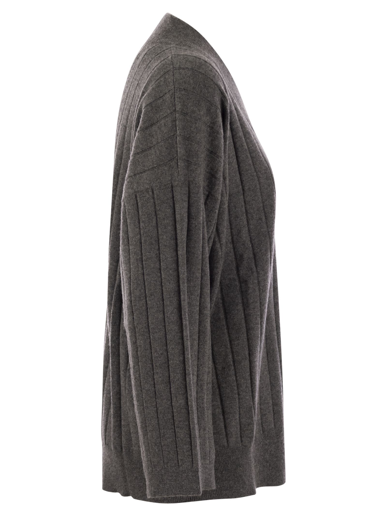 Brunello Cucinelli Women Cashmere Sweater With V-Neck And Necklace