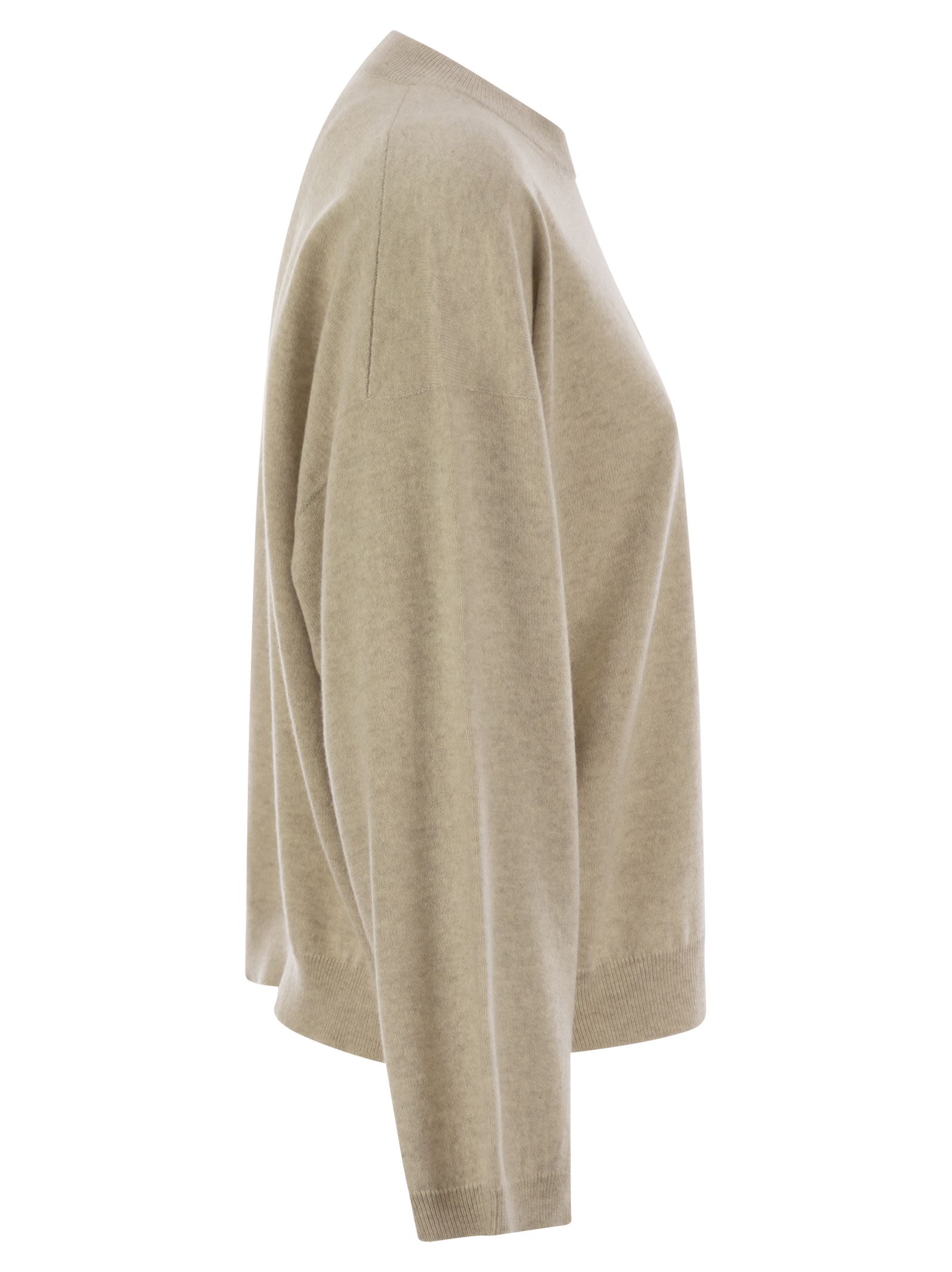 Brunello Cucinelli Women Virgin Wool, Cashmere And Silk Sweater With Shiny Pocket Detail