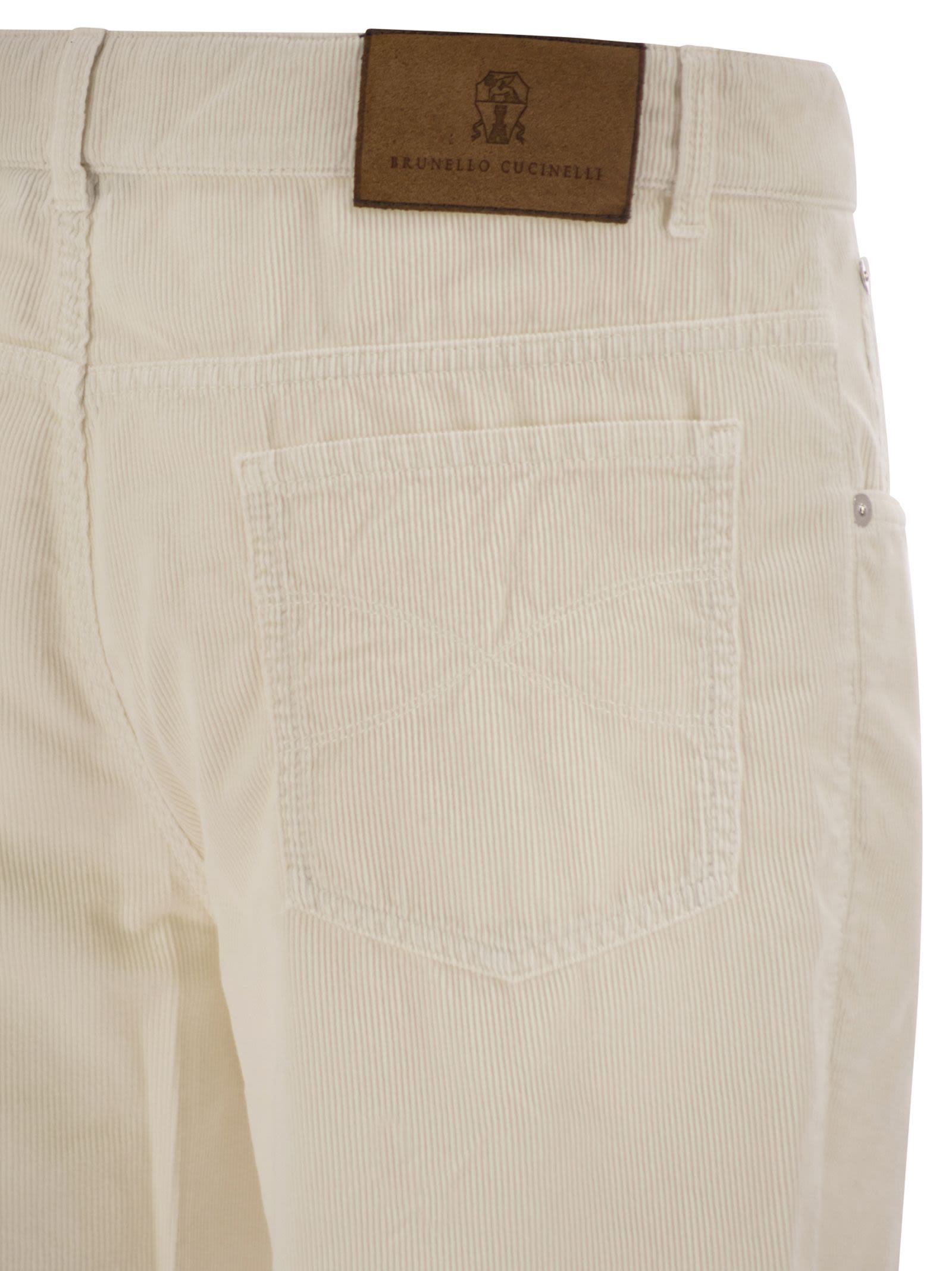 Brunello Cucinelli Men Five-Pocket Italian Fit Trousers In Garment Dyed Cotton Corduroy
