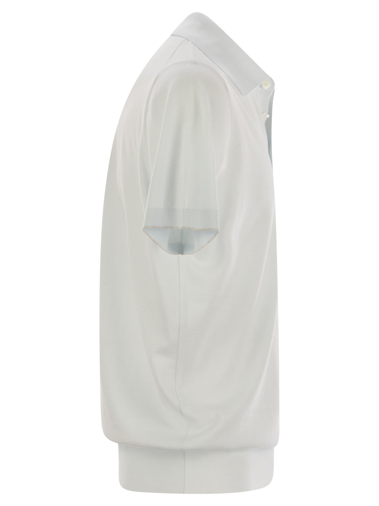 Brunello Cucinelli Men Lightweight Cotton Knit Polo Shirt