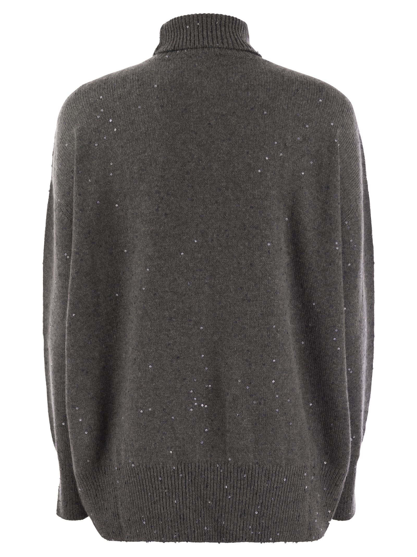 Brunello Cucinelli Women Cashmere And Silk Turtleneck Sweater With Micro Sequins