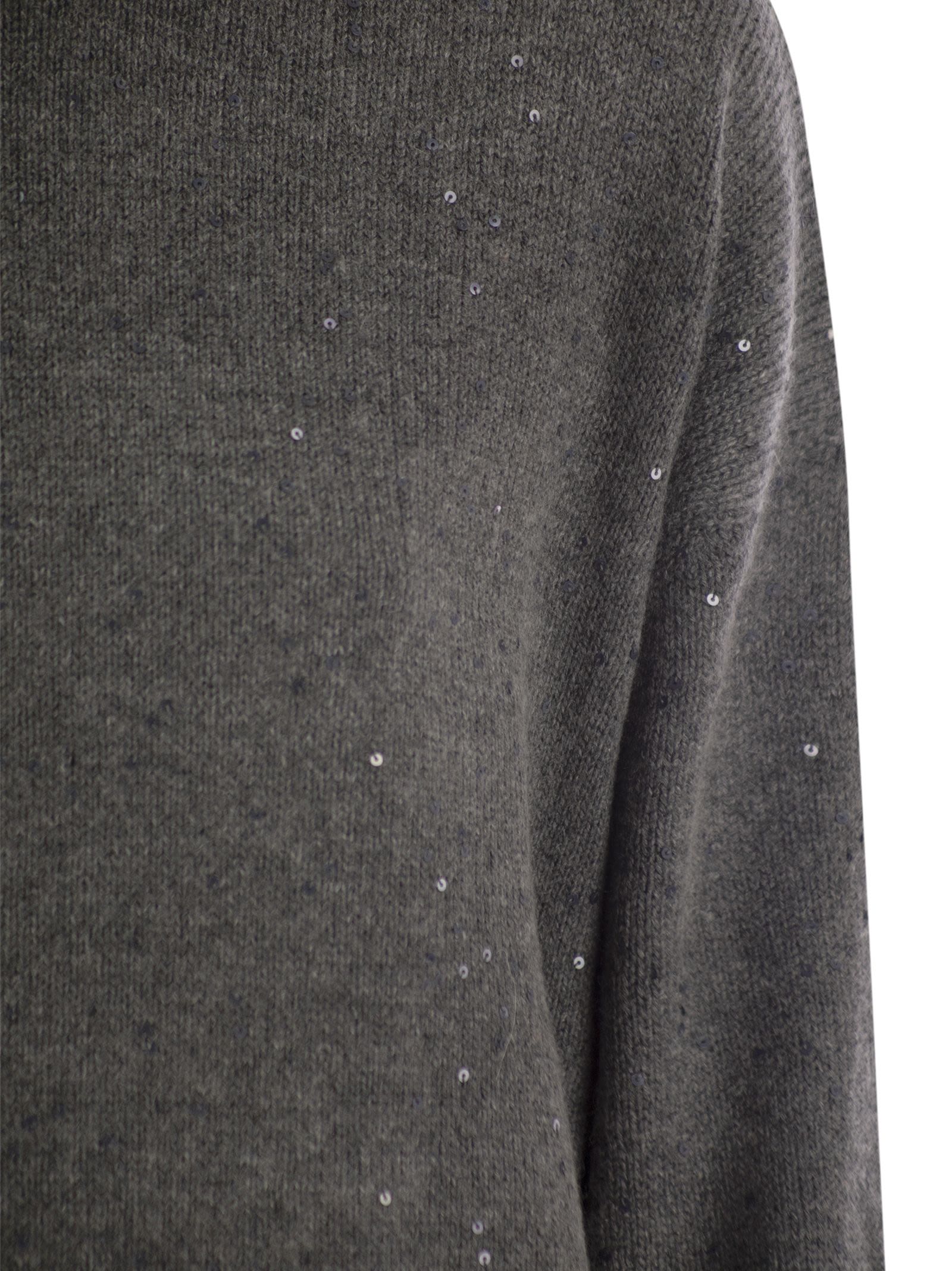 Brunello Cucinelli Women Cashmere And Silk Turtleneck Sweater With Micro Sequins