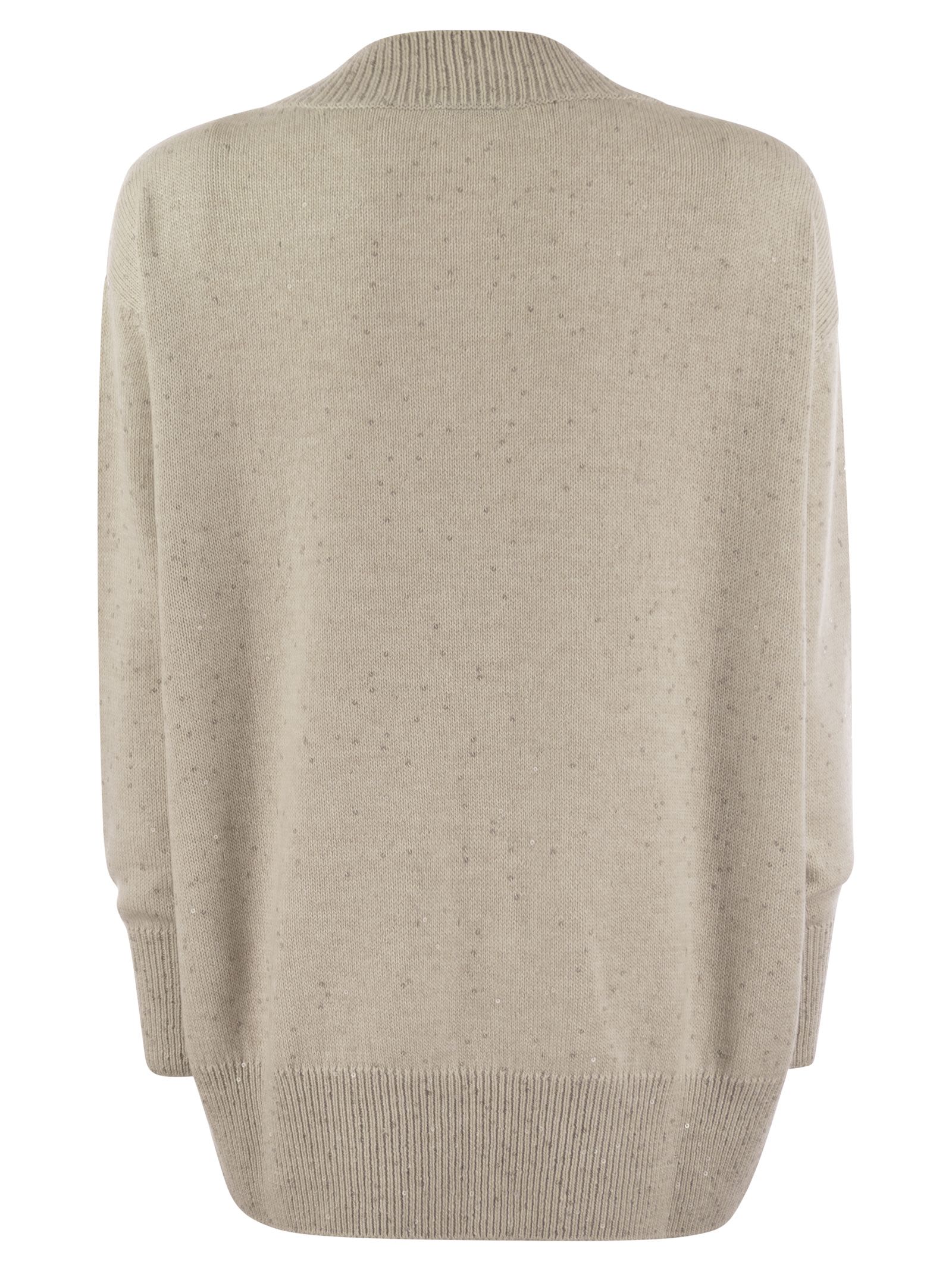 Brunello Cucinelli Women Cashmere And Silk Sweater With Micro Sequins