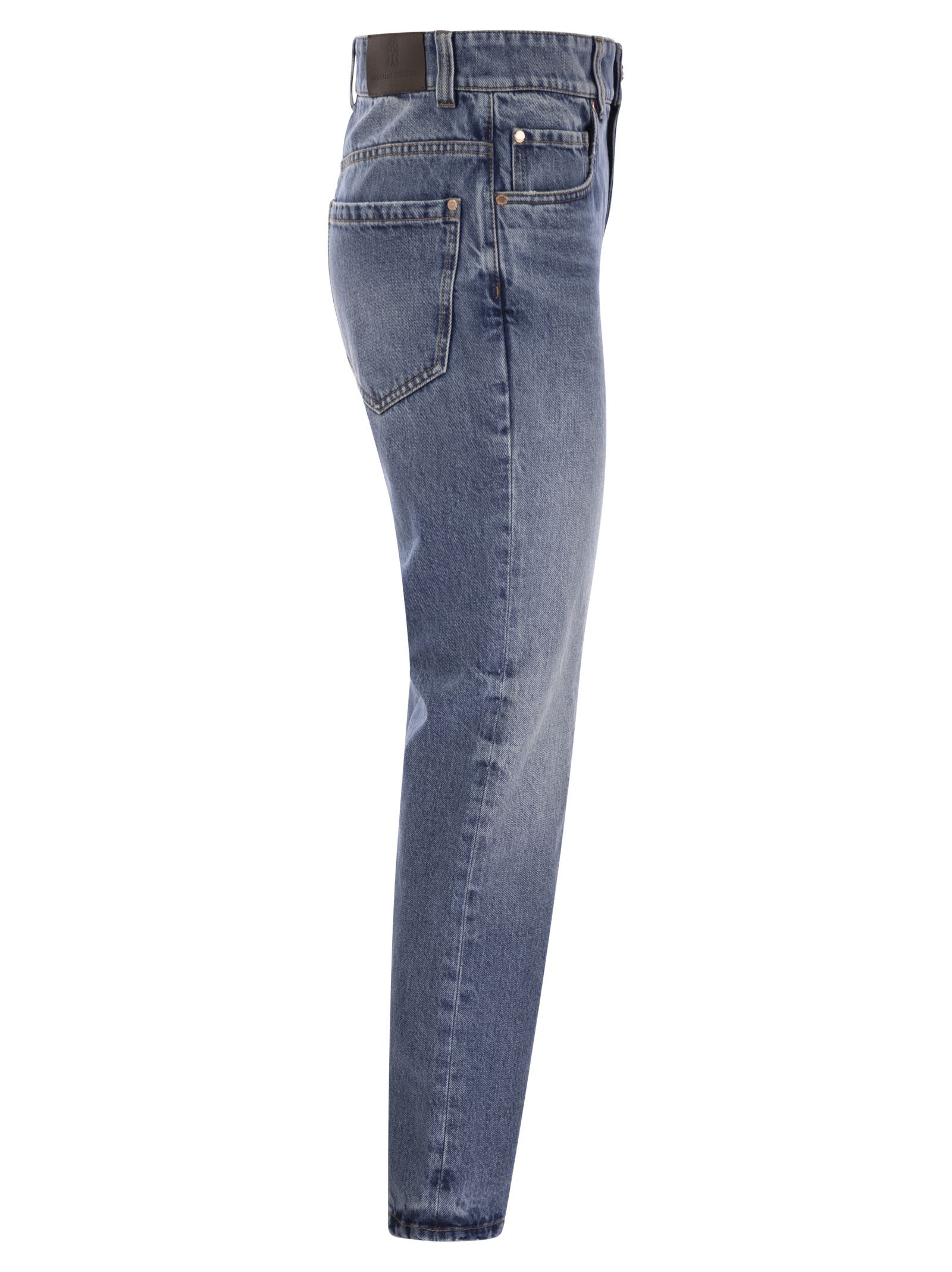 Brunello Cucinelli Women Authentic Denim Loose Trousers With Shiny Tab